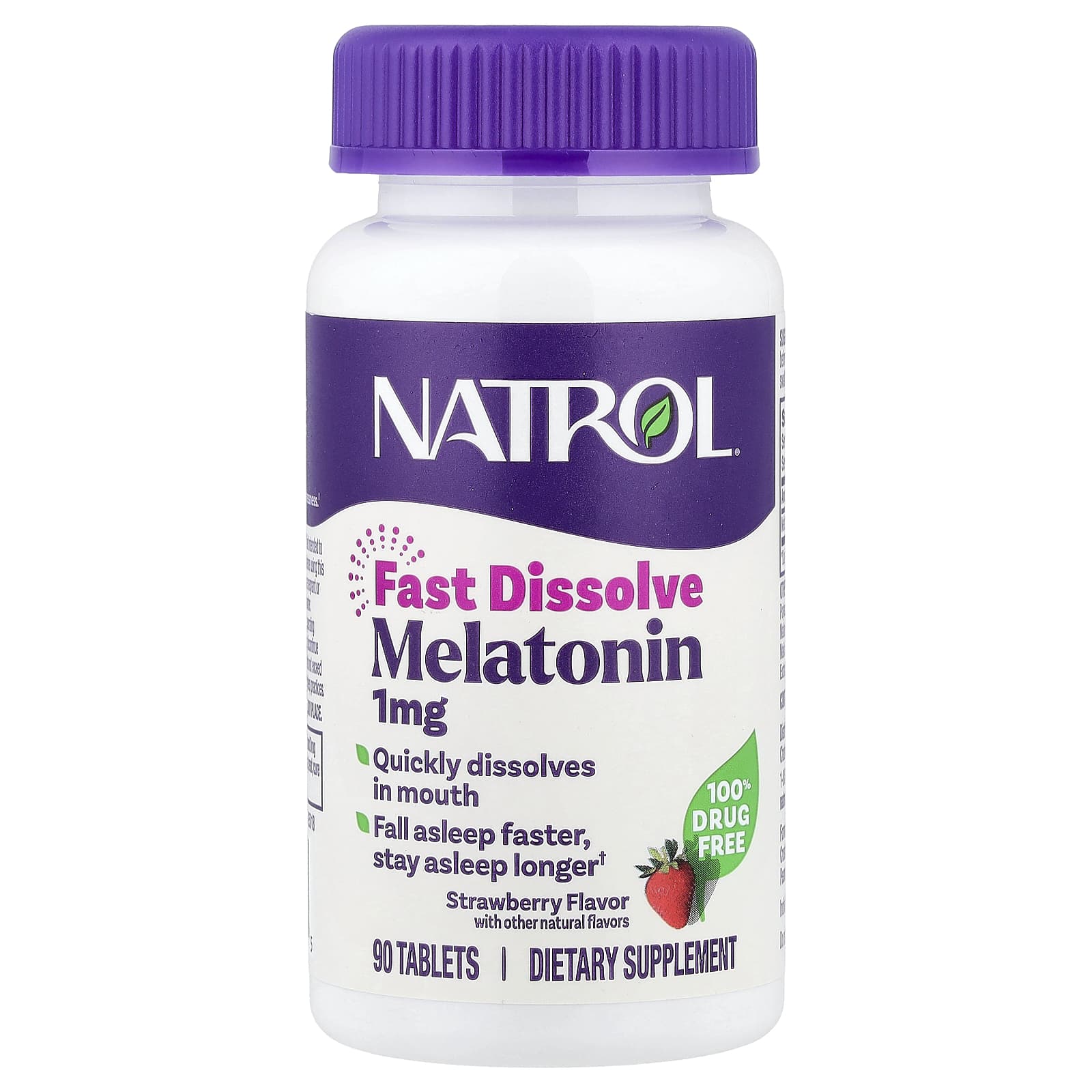 Natrol Melatonin, Fast Dissolve – Strawberry – 1 mg – 90 comprimés — Tunisie