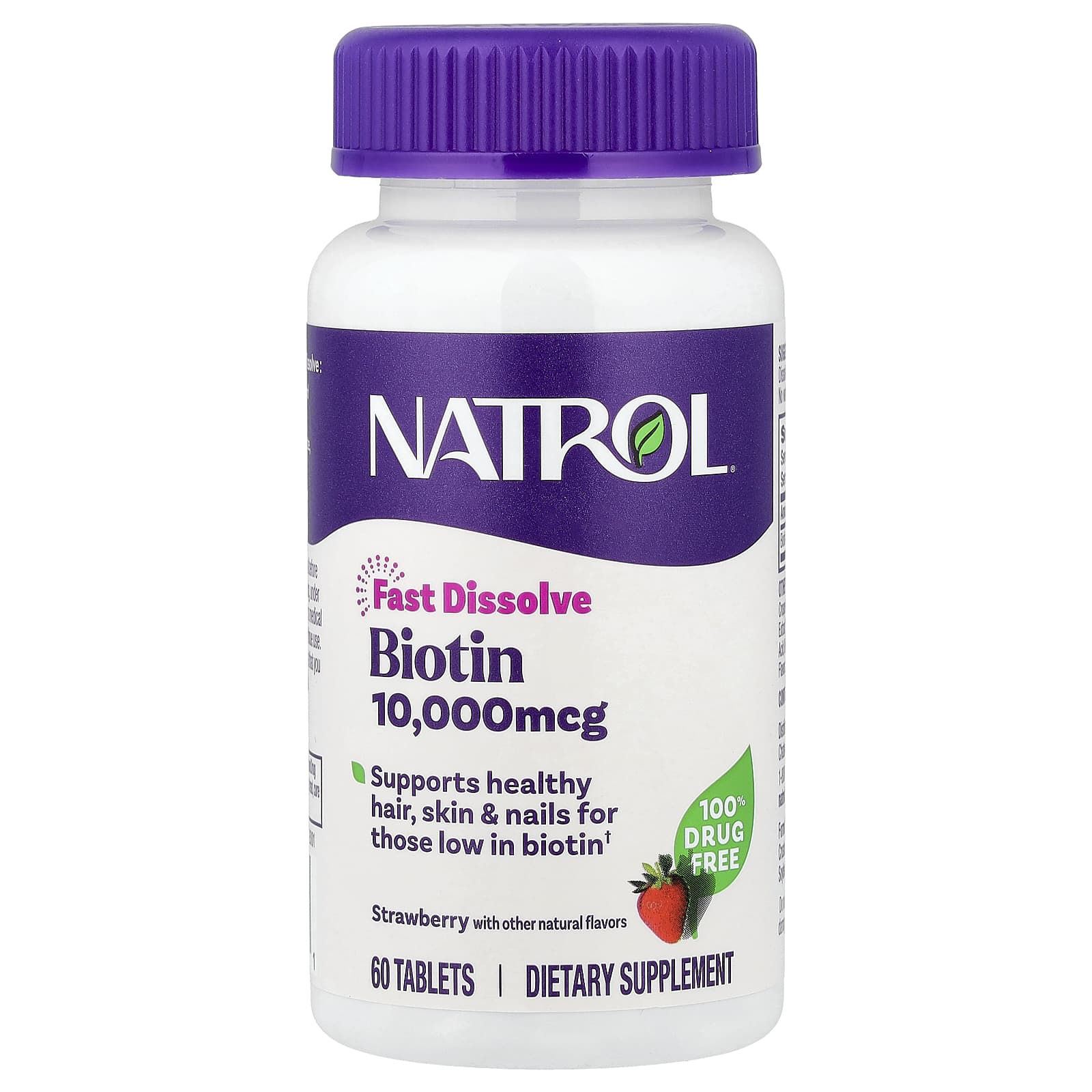 Natrol Biotin, Fast Dissolve – Strawberry – 60 comprimés — Tunisie