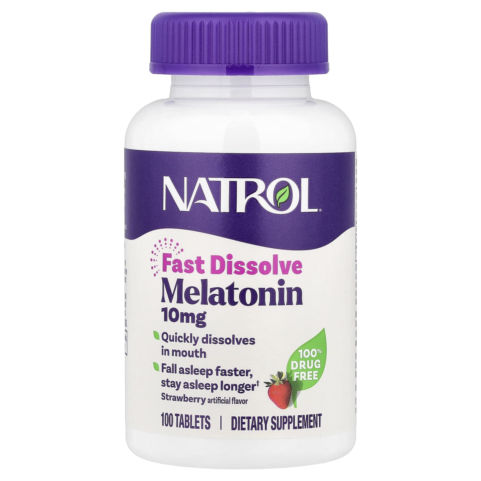 Natrol Melatonin, Fast Dissolve – Strawberry – 100 comprimés — Tunisie