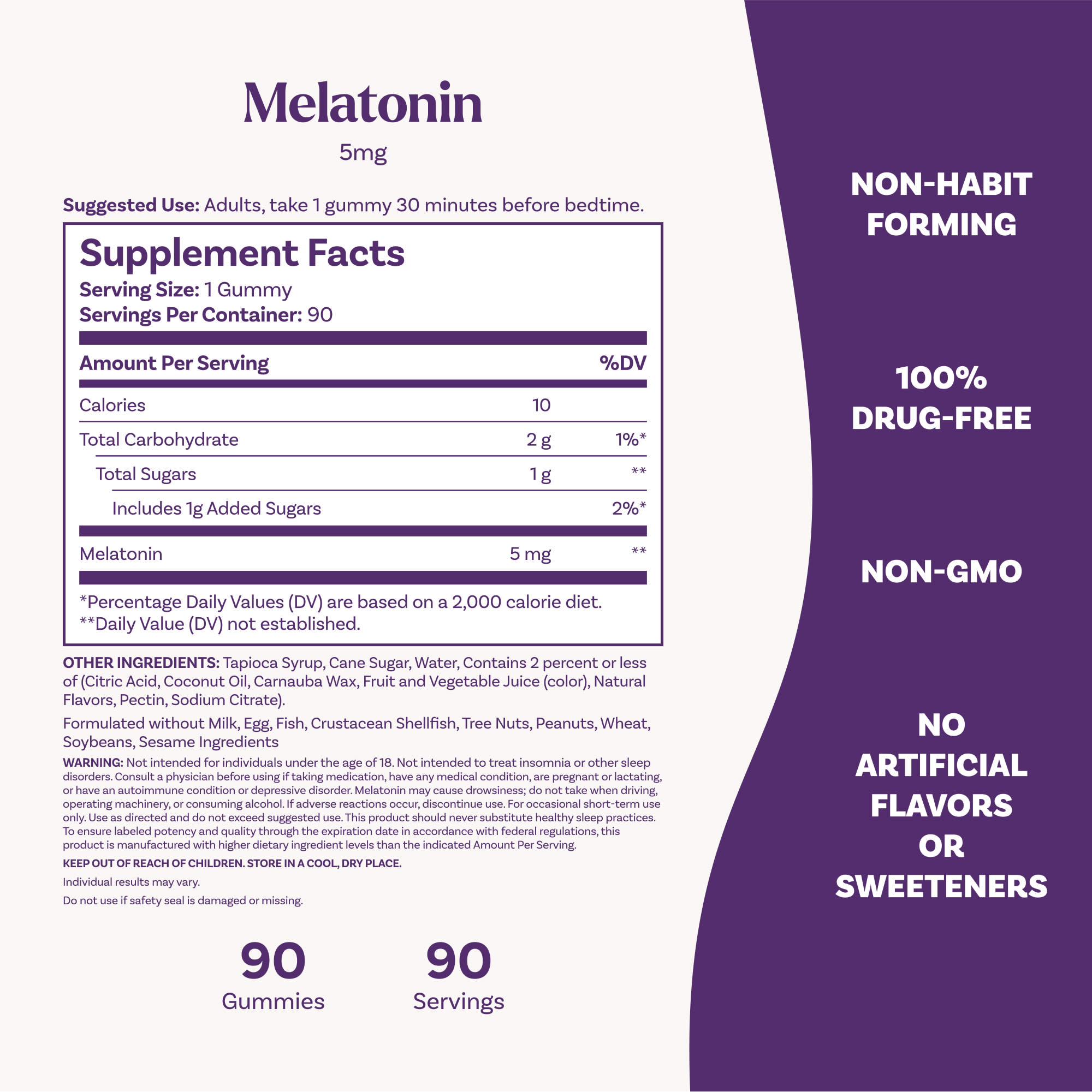 Natrol Melatonin Gummies – Strawberry – 90 gommes — étiquette 3