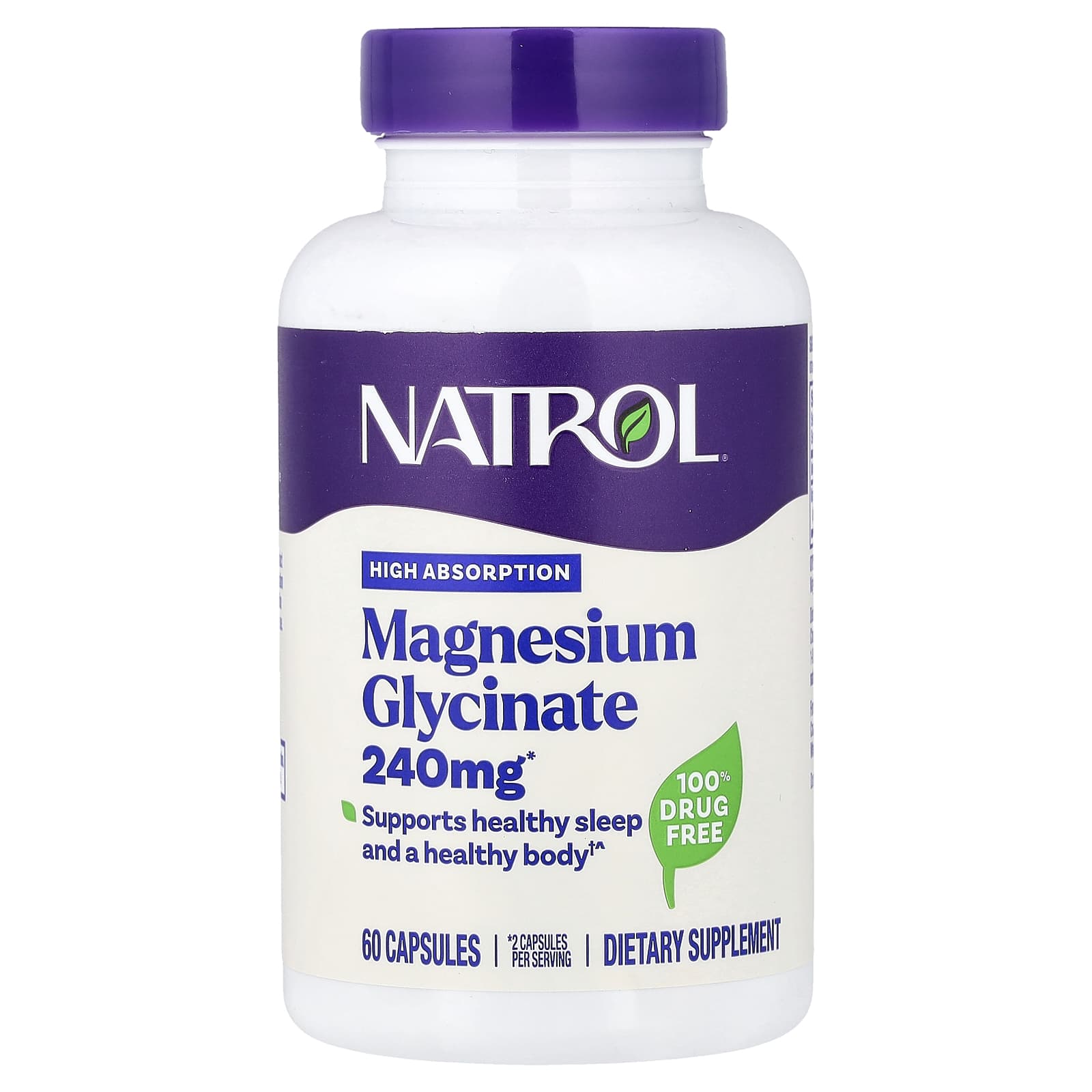 Natrol Magnesium Glycinate, High Absorption – 60 gélules — Tunisie