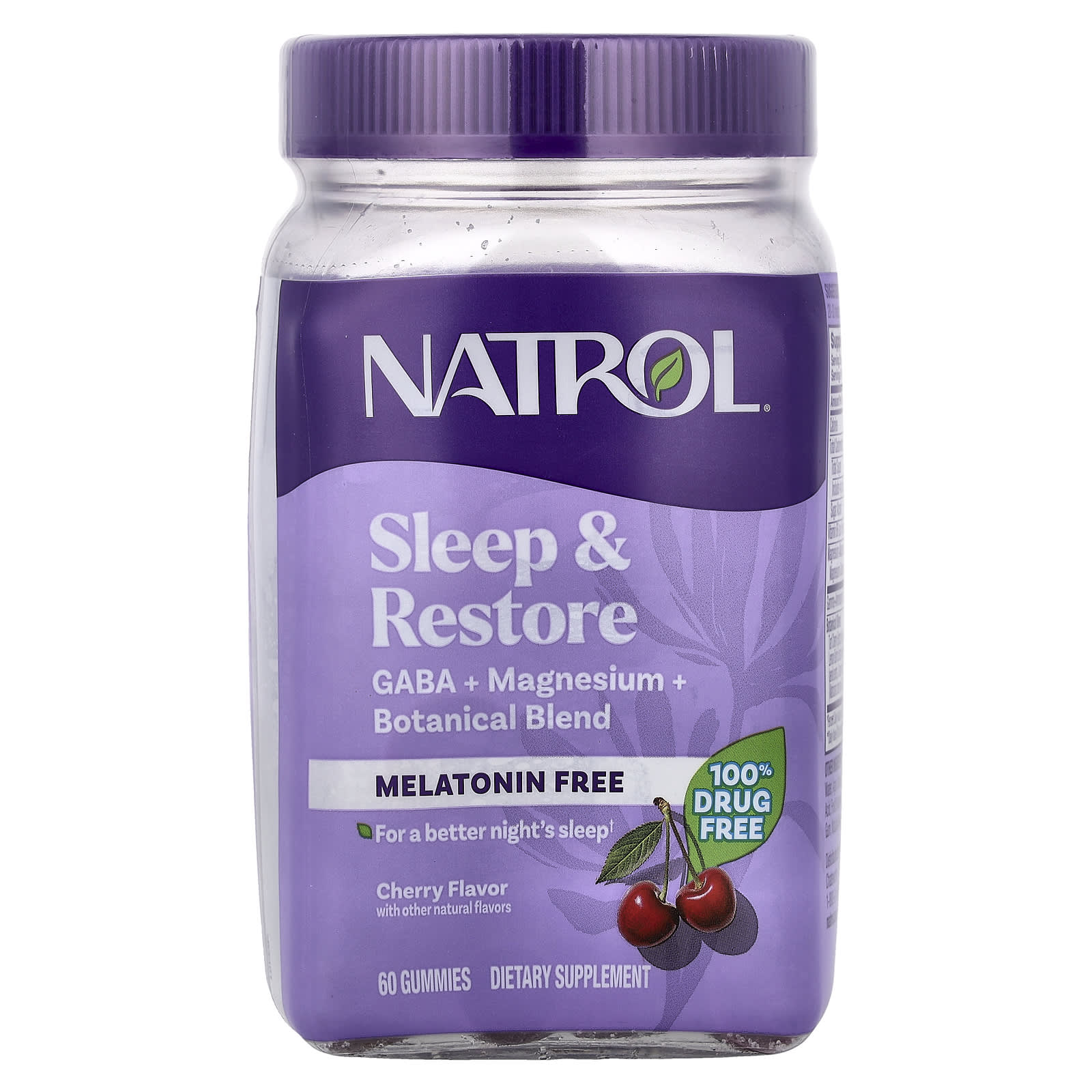 Natrol Sleep & Restore Gummies, Melatonin Free – Cherry – 60 gommes — Tunisie