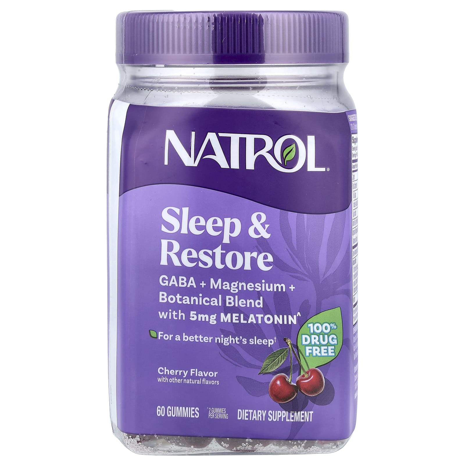 Natrol Sleep & Restore Gummies with 5 mg Melatonin – Cherry – 60 gommes — Tunisie