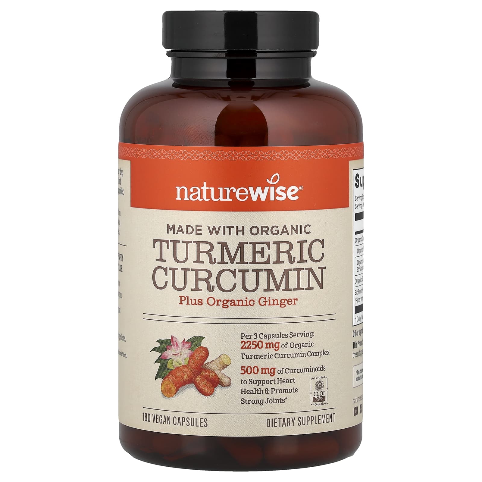 NatureWise Organic Turmeric Curcumin – 180 gélules véganes — Tunisie