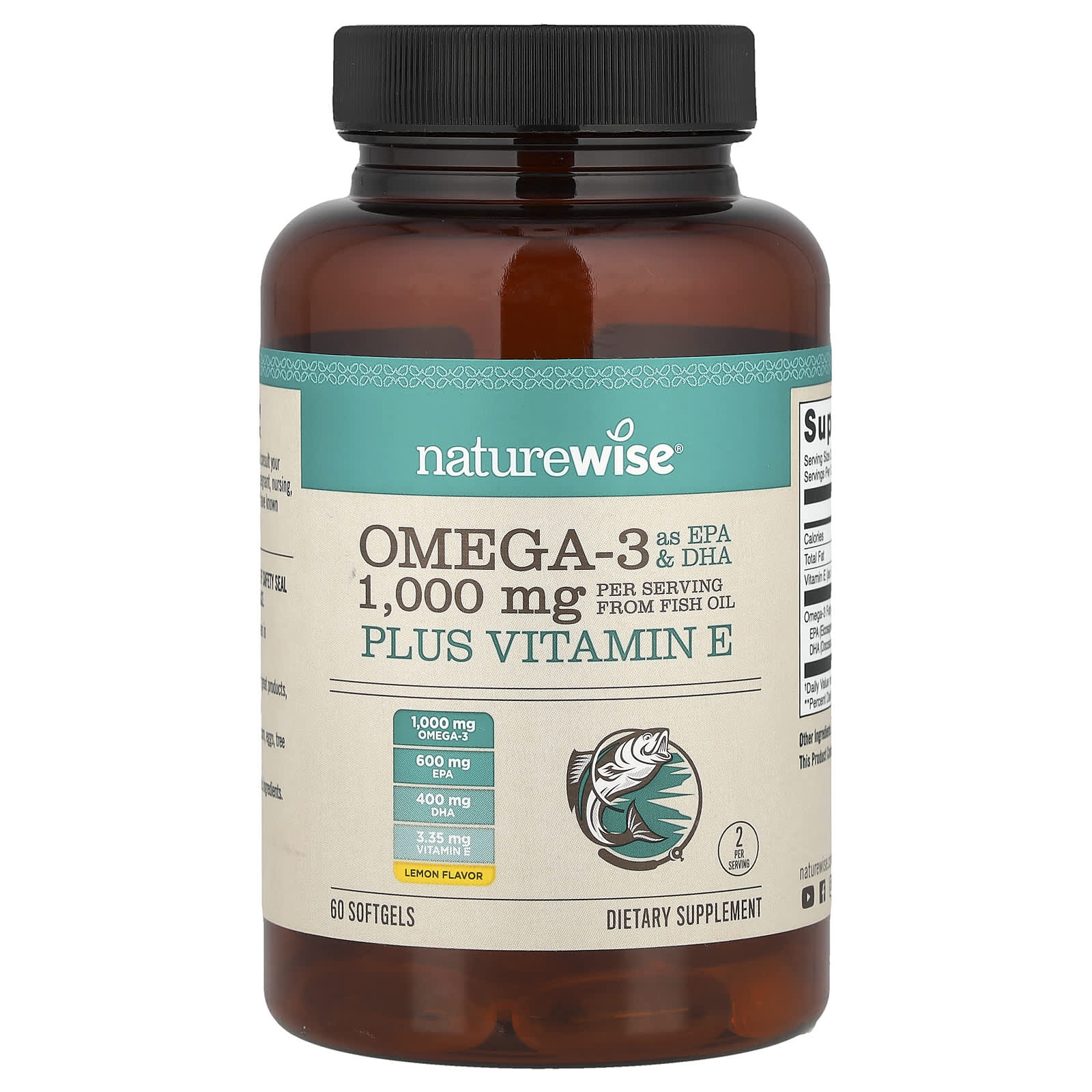 NatureWise Omega 3 plus Vitamin E – Lemon – 60 capsules molles — Tunisie