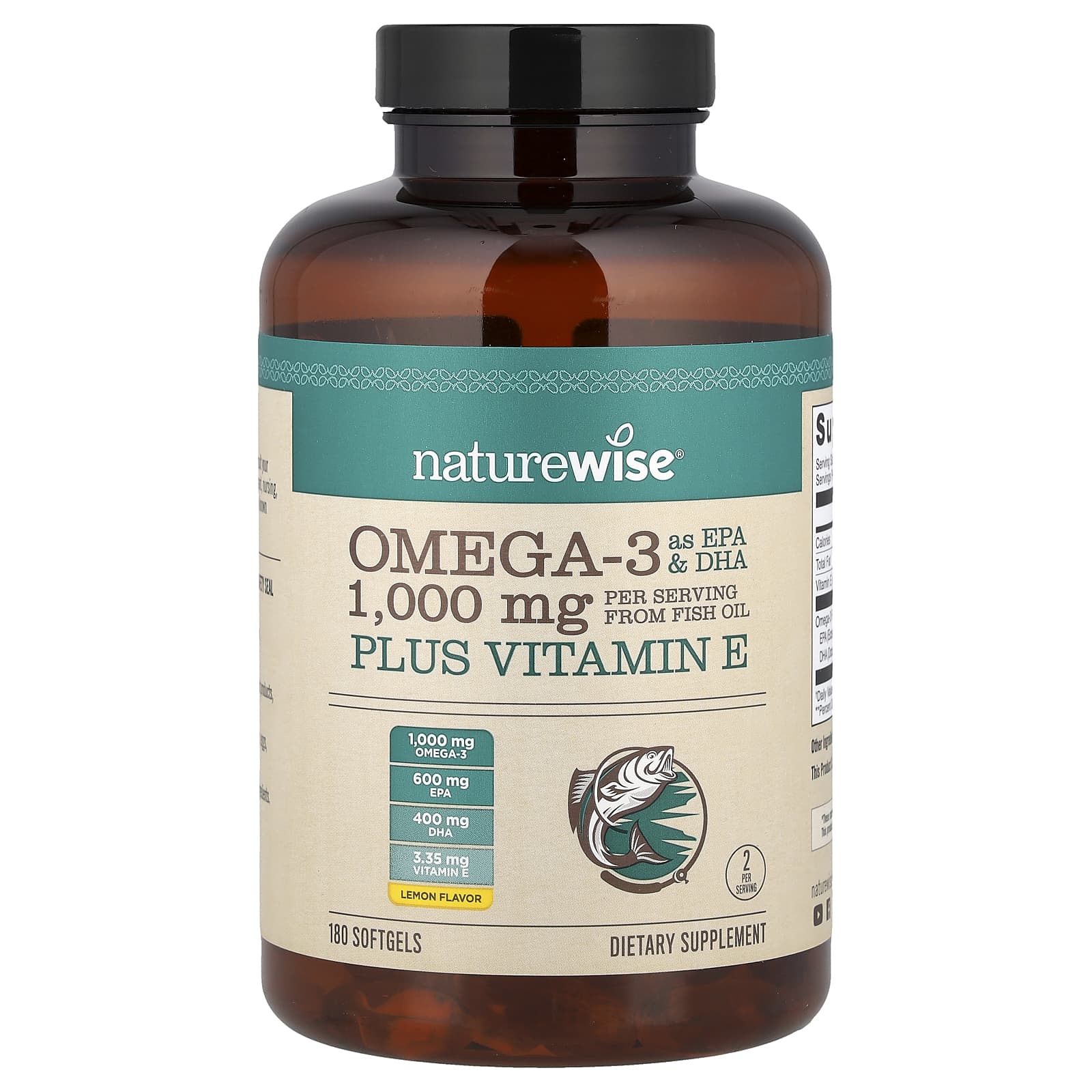 NatureWise Omega-3 Plus Vitamin E – Lemon – 180 capsules molles — Tunisie