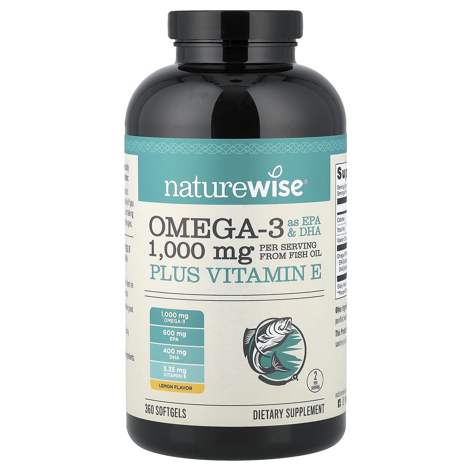 NatureWise Omega-3 Plus Vitamin E – Lemon – 360 capsules molles — Tunisie