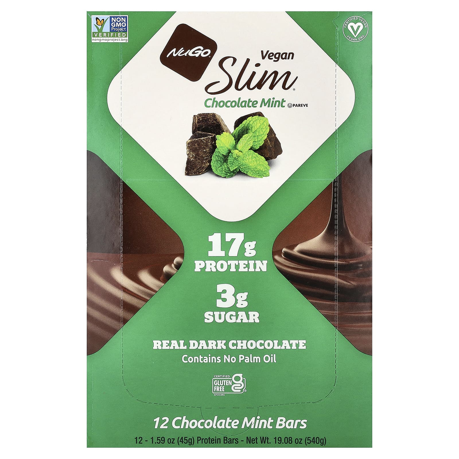 NuGo Nutrition Slim, Vegan Protein Bars – Chocolate Mint – 45 g — Tunisie