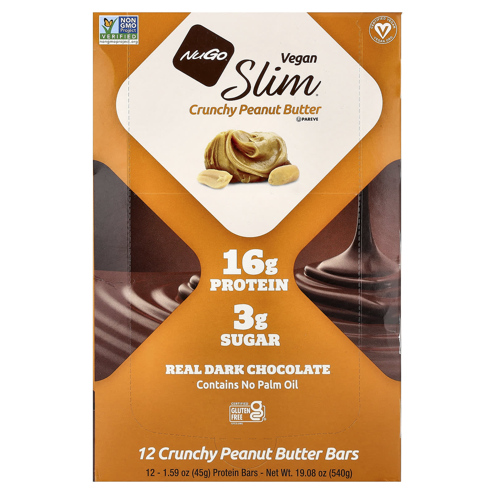 NuGo Nutrition Slim, Vegan Protein Bars – Crunchy Peanut Butter – 45 g — Tunisie