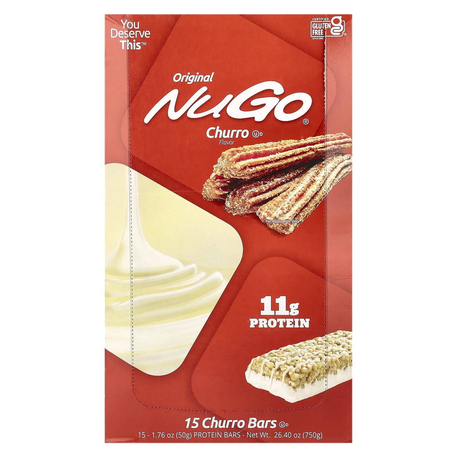 NuGo Nutrition Original, Protein Bars, Churro – 50 g — Tunisie