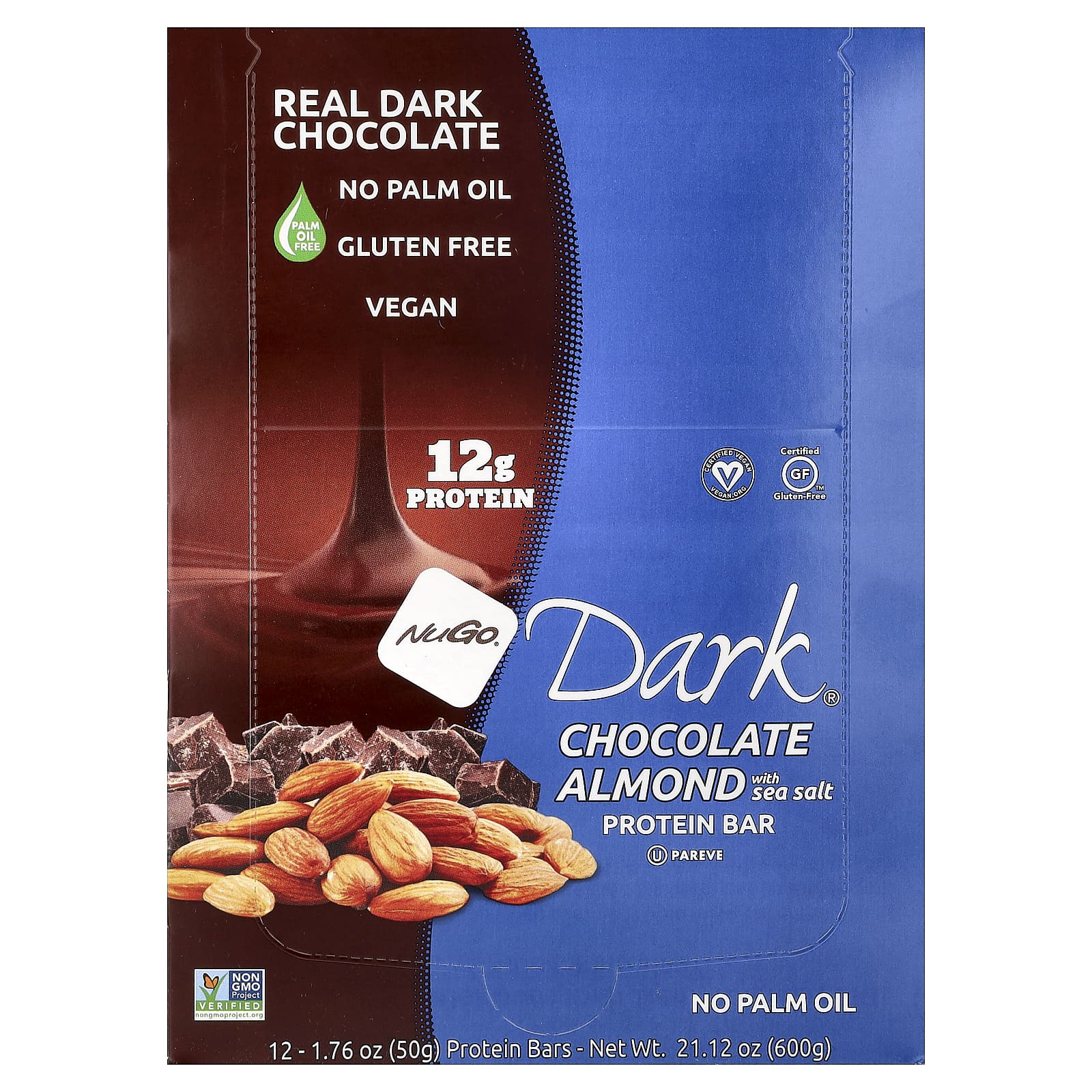 NuGo Nutrition Dark, Protein Bars – Chocolate Almond With Sea Salt – 50 g — Tunisie
