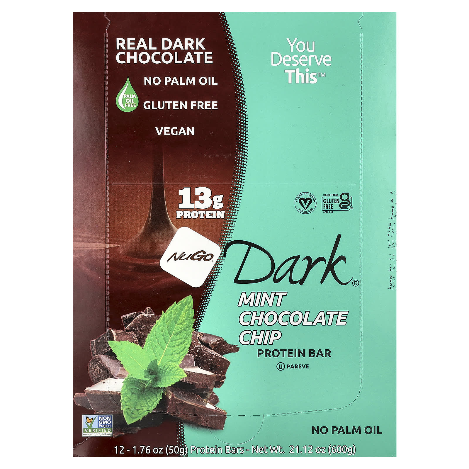 NuGo Nutrition Dark, Protein Bars – Mint Chocolate Chip – 50 g — Tunisie