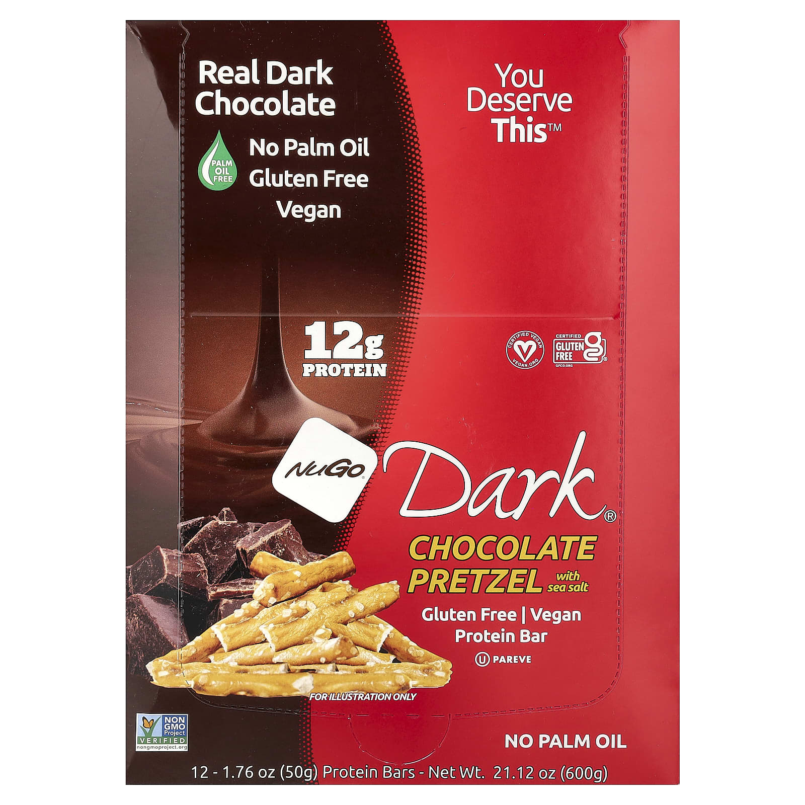 NuGo Nutrition Dark, Protein Bars – Chocolate Pretzel With Sea Salt – 50 g — Tunisie