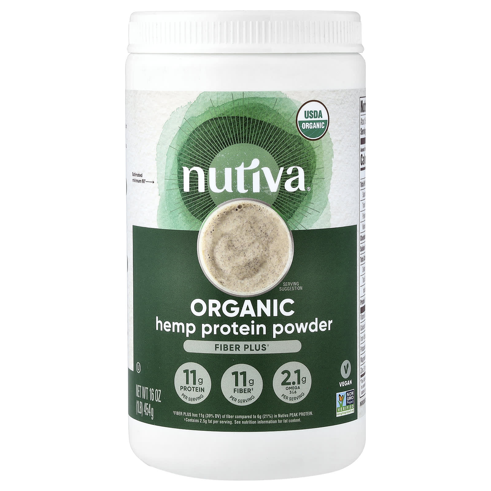 Nutiva Organic Hemp Protein Powder, Fiber Plus – 454 g — Tunisie