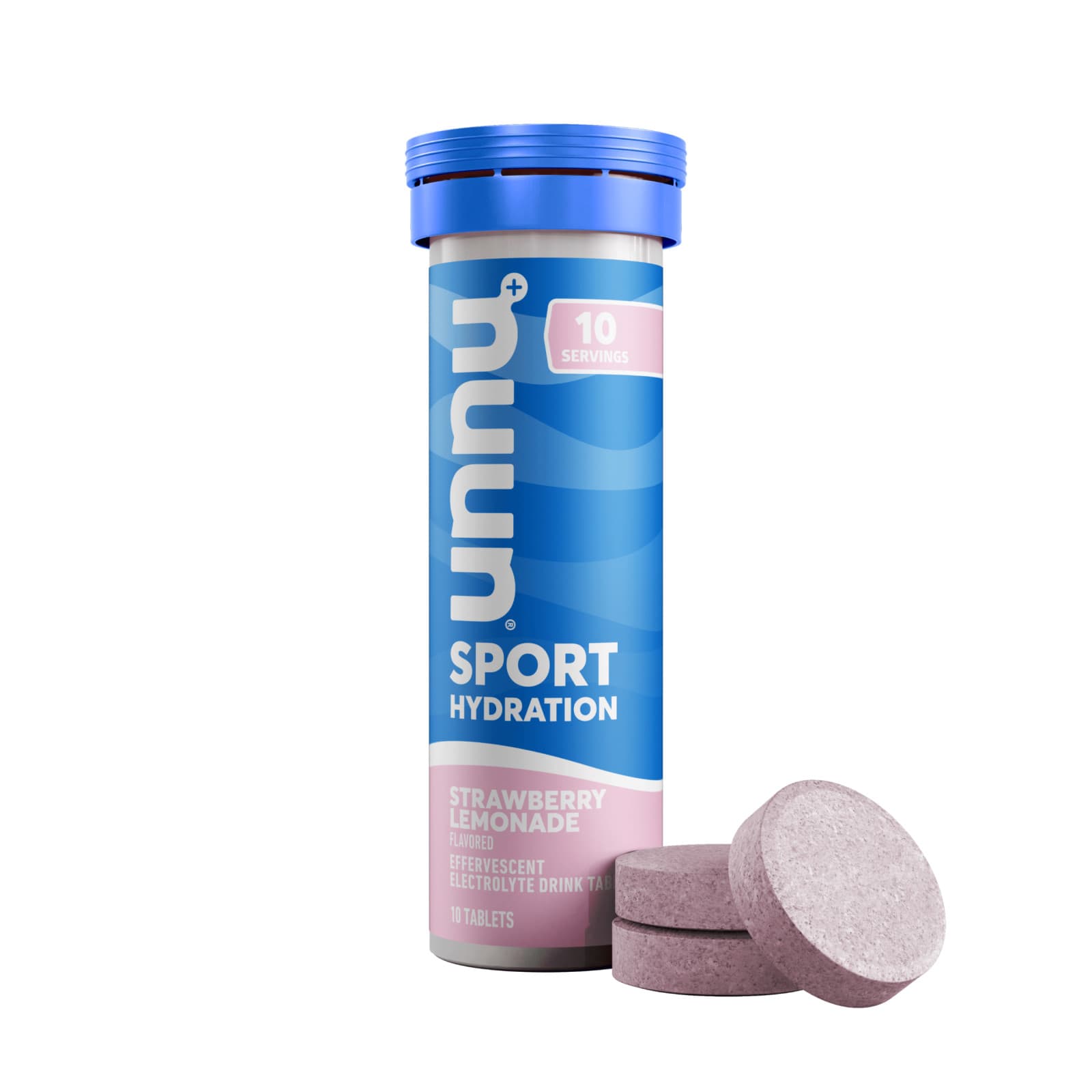 Nuun Sport Hydration, Effervescent Electrolyte Drink Tablets – Strawberry Lemonade – 10 comprimés — étiquette 1