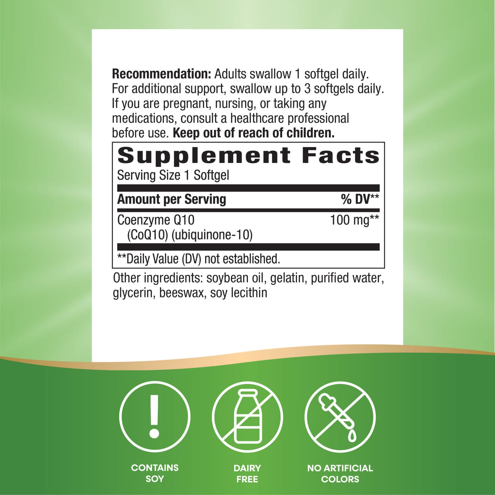 Nature's Way CoQ10 – 120 capsules molles — étiquette 5