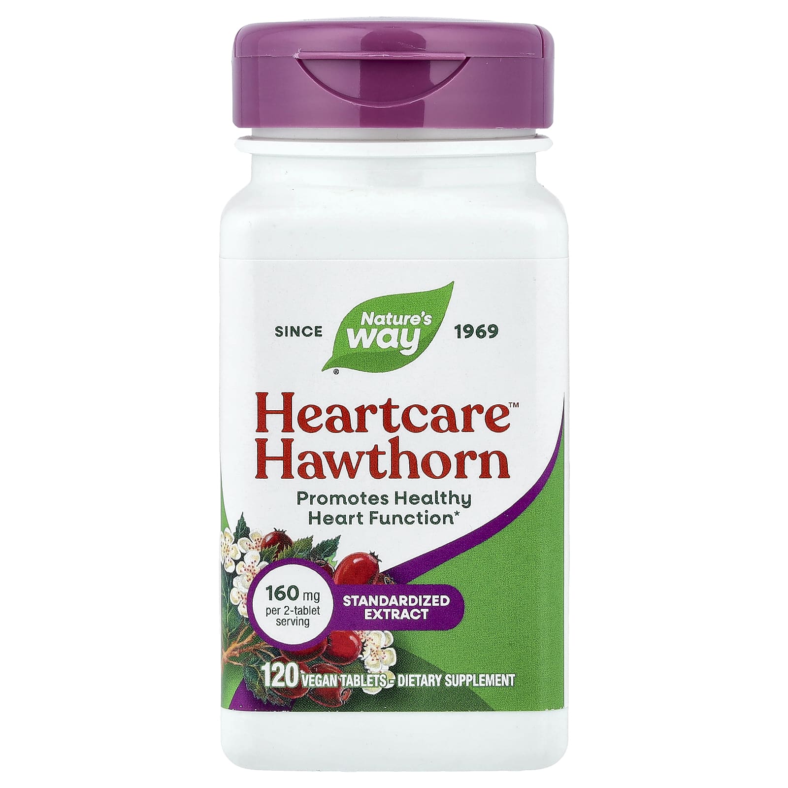 Nature's Way HeartCare Hawthorn, 120 Vegan Tablets (80 mg per Tablet) — Tunisie