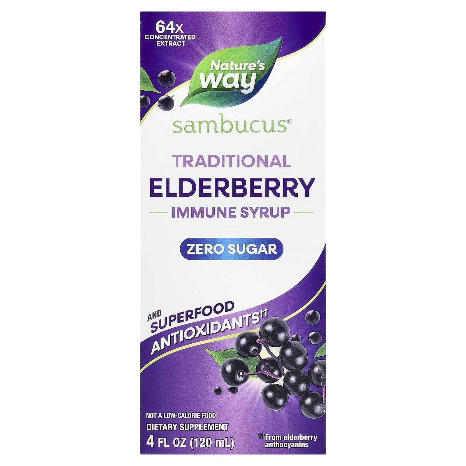 Nature's Way Sambucus, Traditional Immune Syrup, Zero Sugar – Elderberry – 120 ml — Tunisie