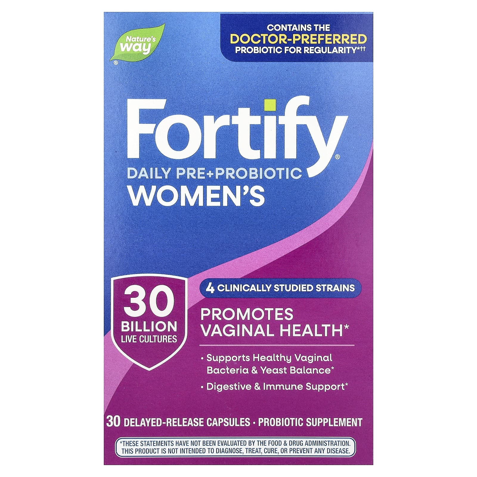 Nature's Way Fortify Women's Daily Pre + Probiotic, 30 Billion CFU, 30 Delayed-Release Capsules — Tunisie
