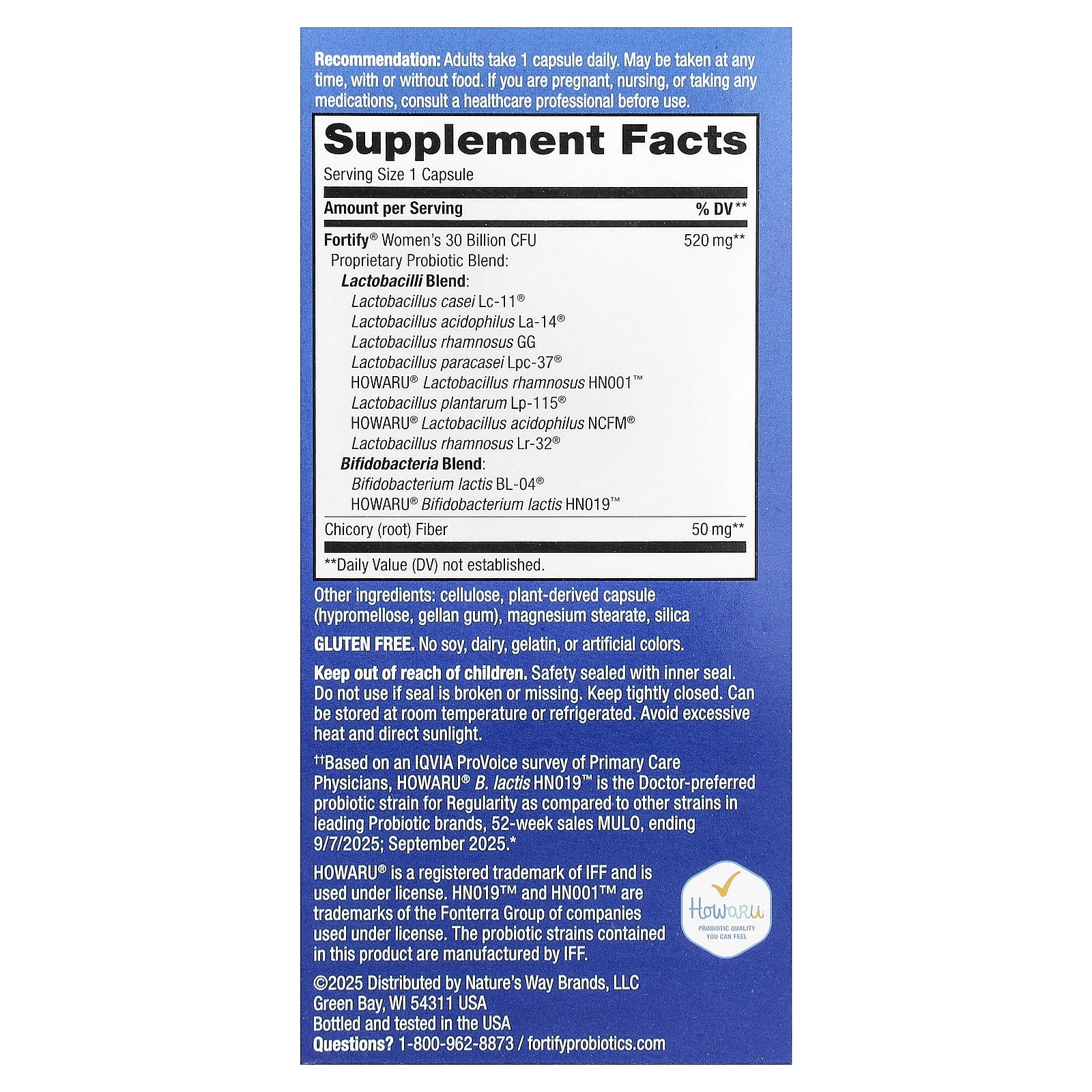 Nature's Way Fortify Women's Daily Pre + Probiotic, 30 Billion CFU, 30 Delayed-Release Capsules — photo 2 sur 2