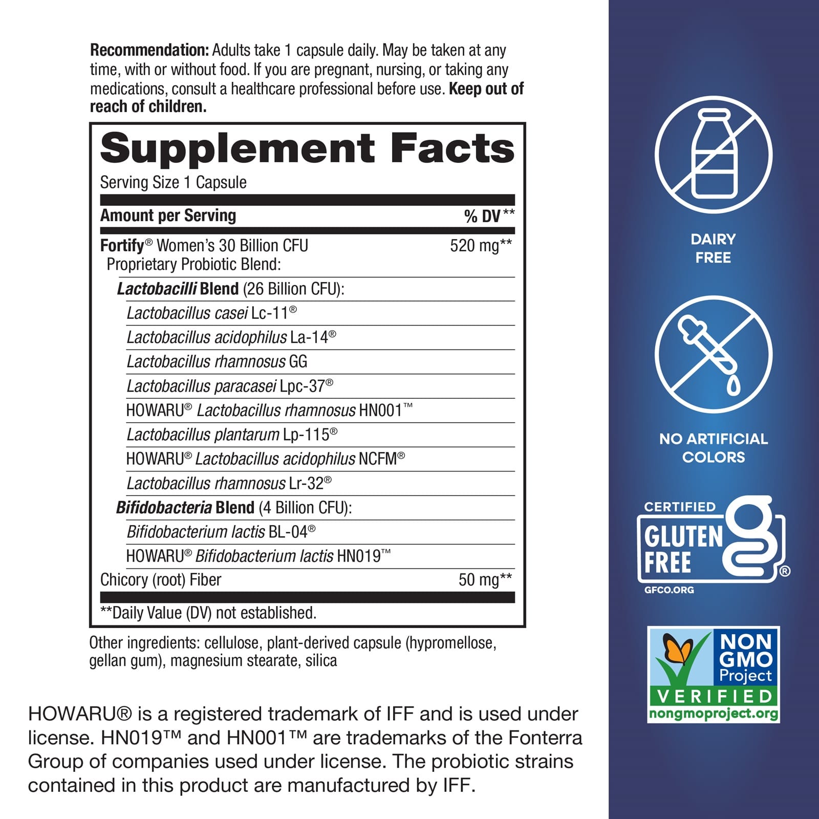 Nature's Way Fortify Women's Daily Pre + Probiotic, 30 Billion CFU, 30 Delayed-Release Capsules — étiquette 5