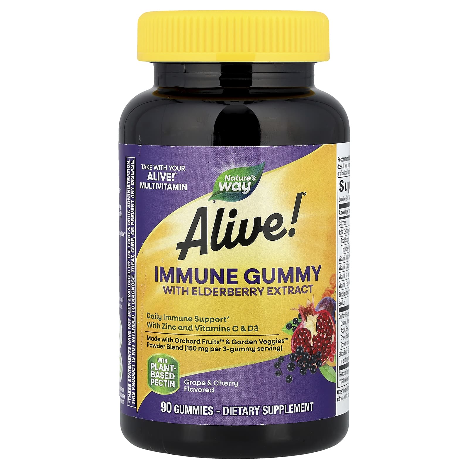 Nature's Way Alive! Immune Gummy with Elderberry Extract, Grape & Cherry – Alive! Immune Gummy with Elderberry Extract – 90 gommes — Tunisie
