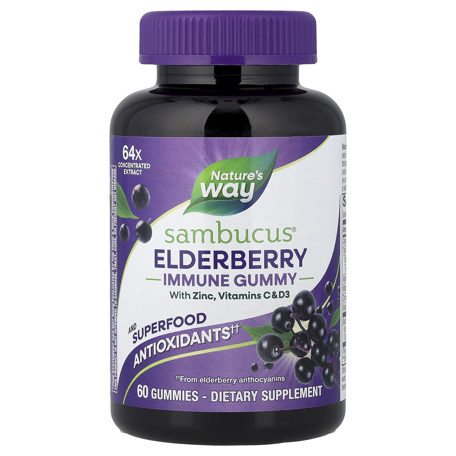 Nature's Way Sambucus, Immune Gummy – Elderberry – 60 gommes — Tunisie