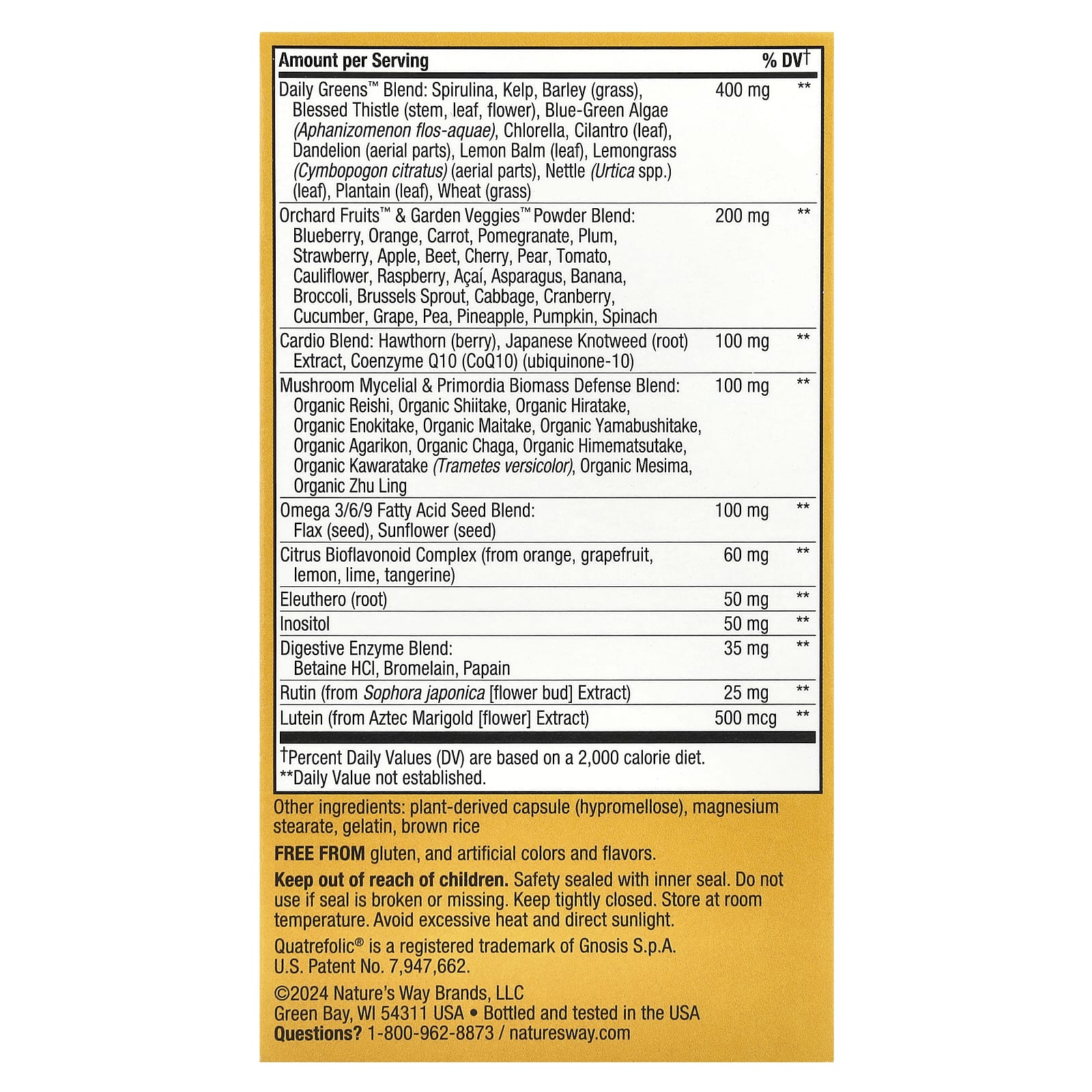 Nature's Way Alive! Max6 Potency, Adult Complete Multivitamin, No Added Iron – 90 gélules — étiquette 1