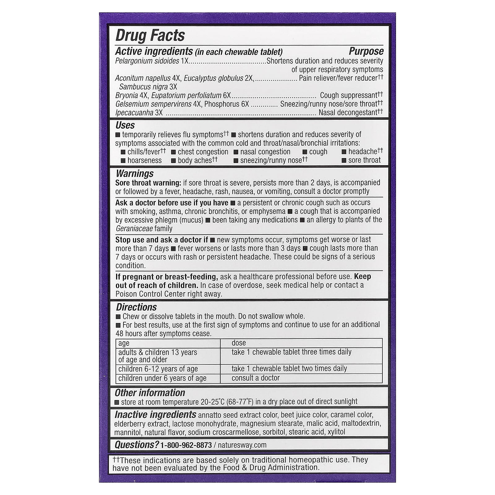 Nature's Way Sambucus, Cold + Flu Relief, Berry – Elderberry Chewables – 20 comprimés — photo 2 sur 2