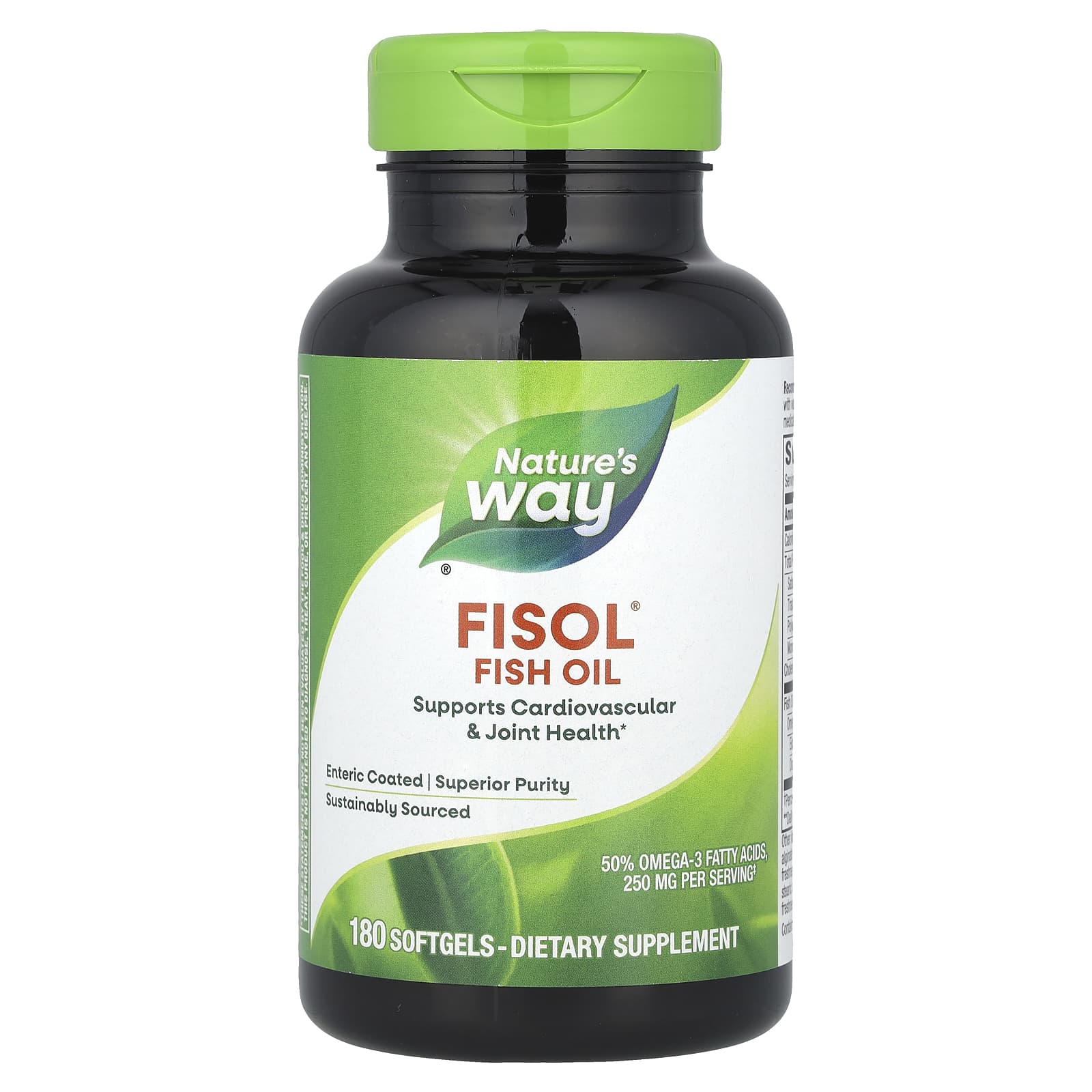 Nature's Way Fisol Fish Oil – 180 capsules molles — étiquette 1