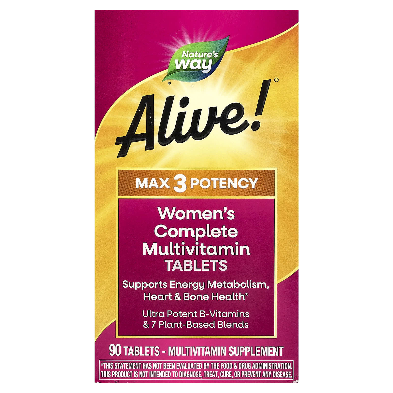 Nature's Way Alive! Max 3 Potency, Women's Complete Multivitamin – 90 comprimés — Tunisie