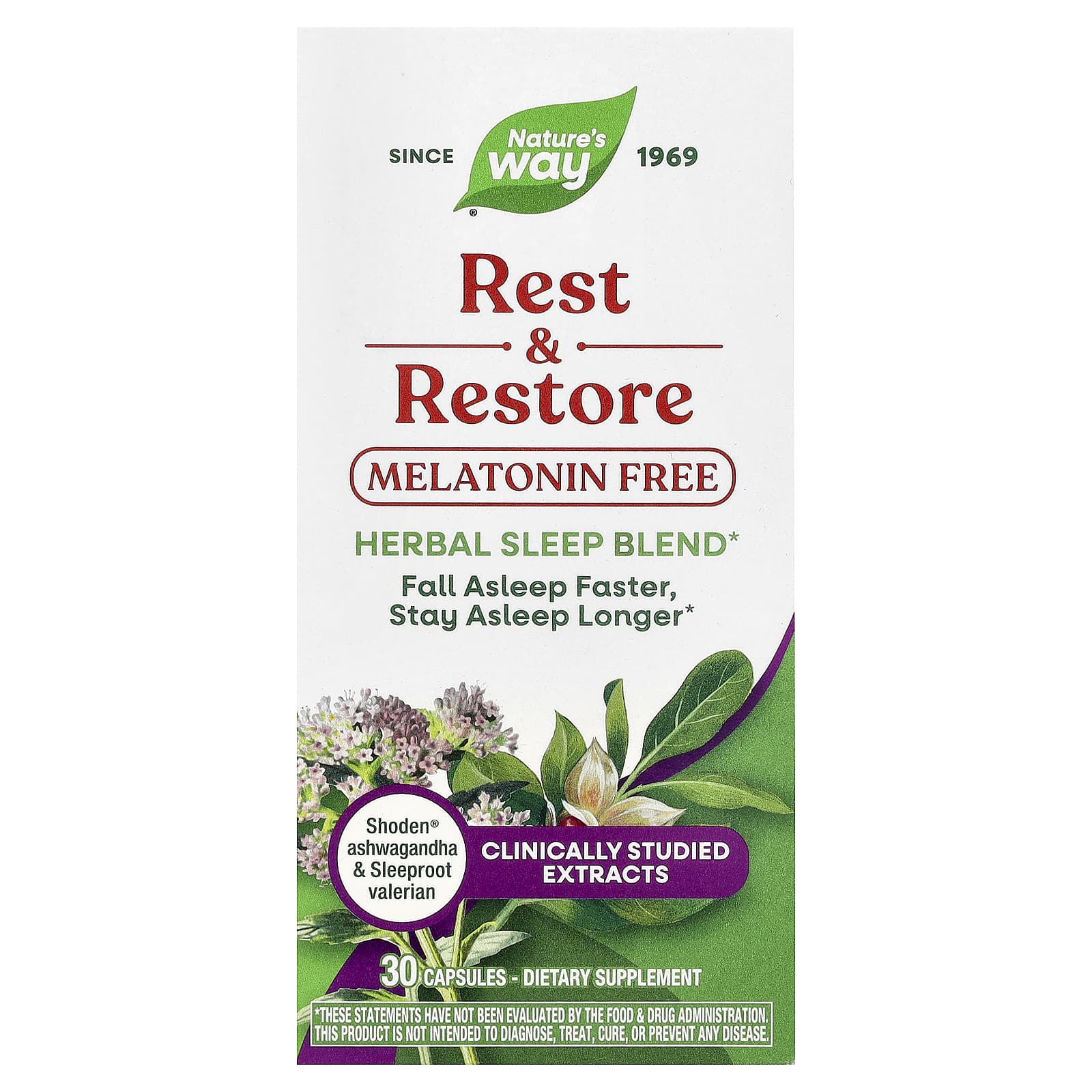 Nature's Way Rest & Restore, Melatonin Free – 30 gélules — Tunisie