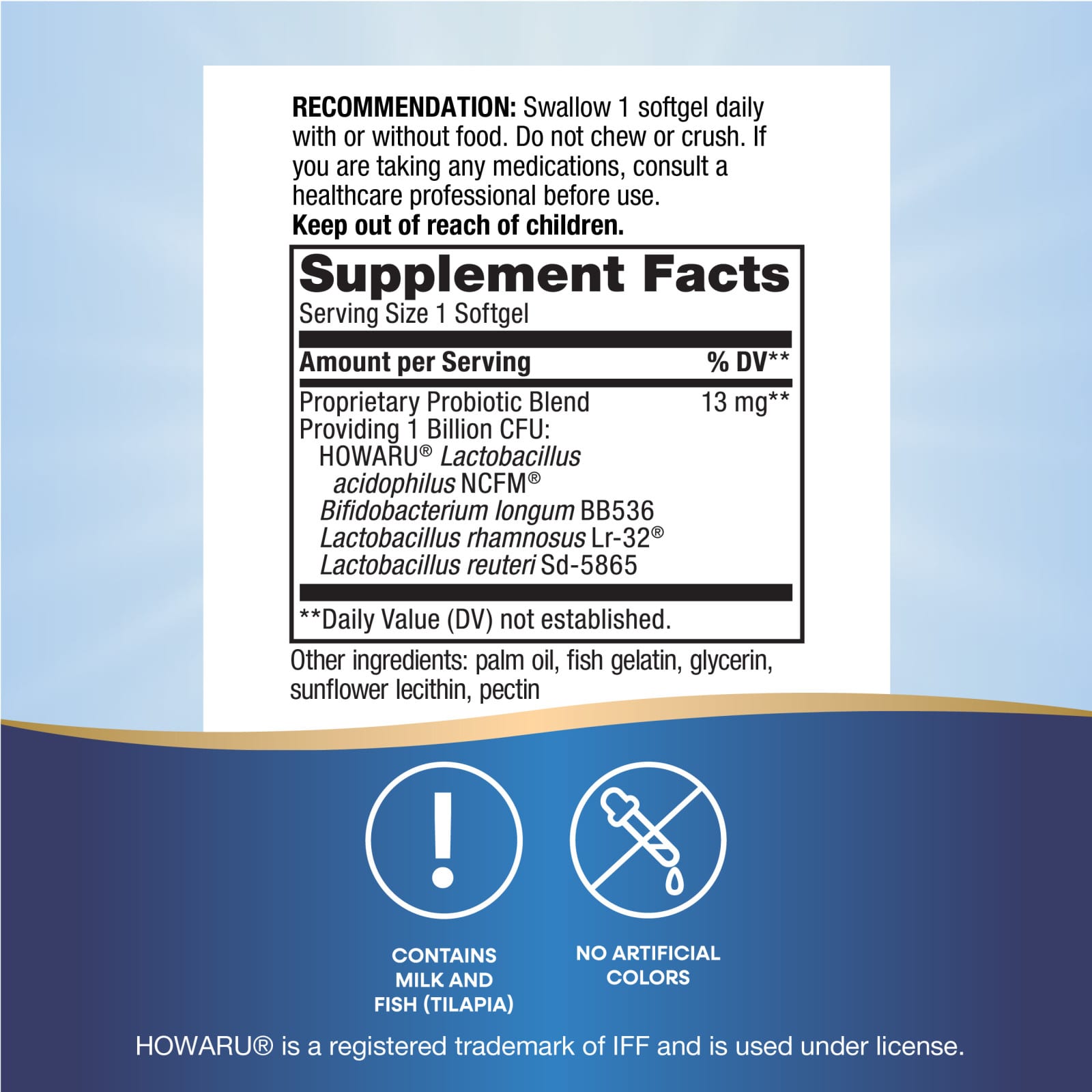 Nature's Way Primadophilus Reuteri Probiotic – 60 capsules molles — étiquette 4