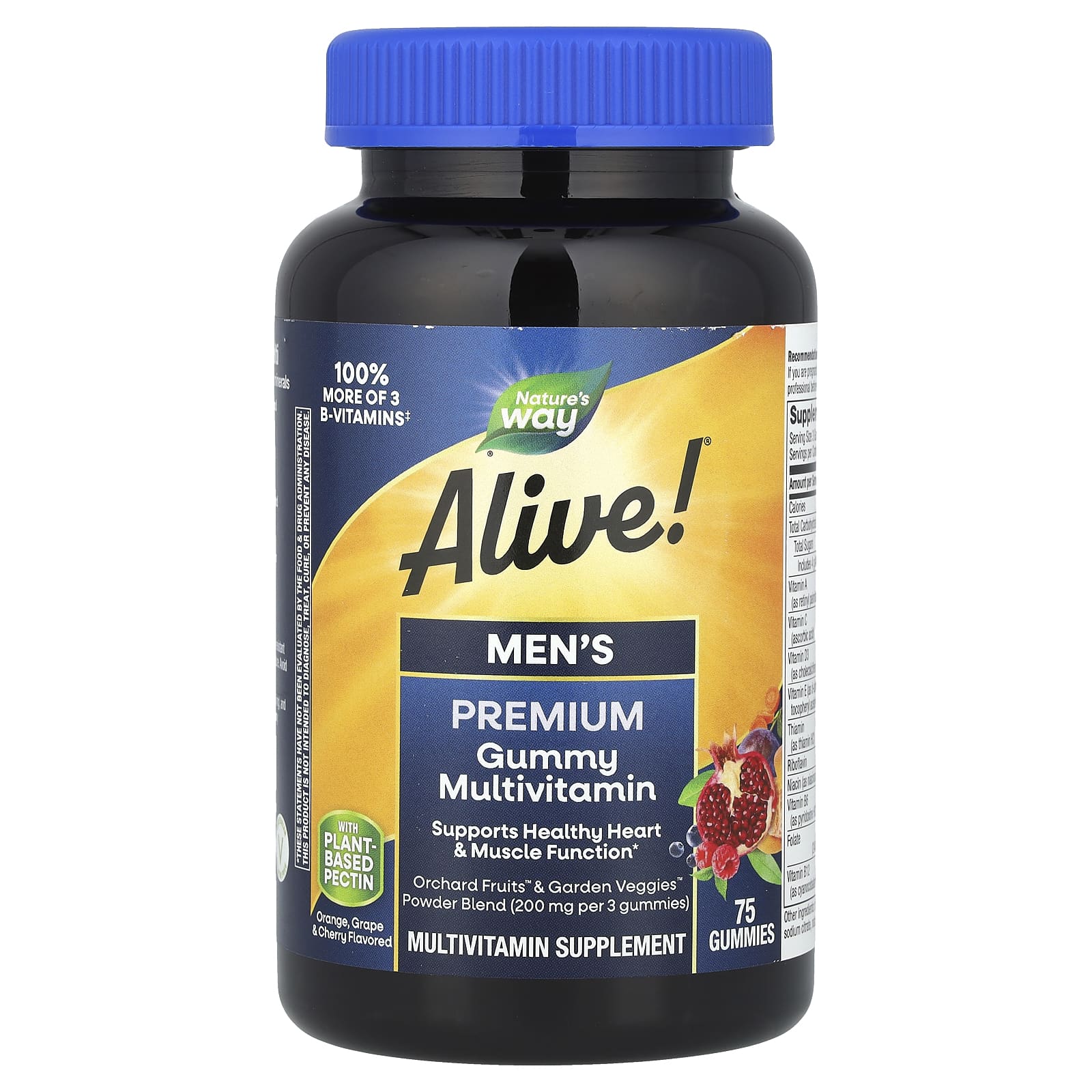 Nature's Way Alive! Men's Premium Gummy Multivitamin, Grape & Cherry – Orange – 75 gommes — Tunisie