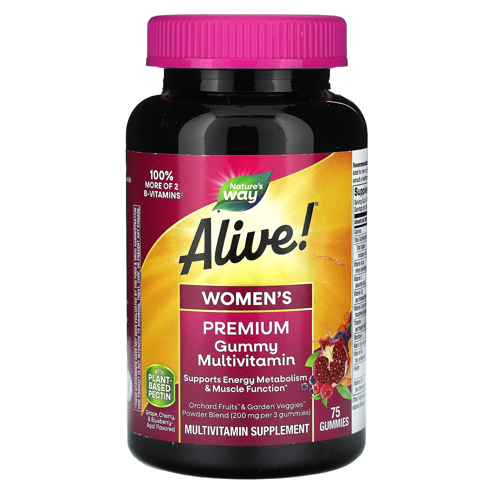 Nature's Way Alive! Women's Premium Gummy Multivitamin, Cherry & Blueberry Acai – Grape – 75 gommes — Tunisie