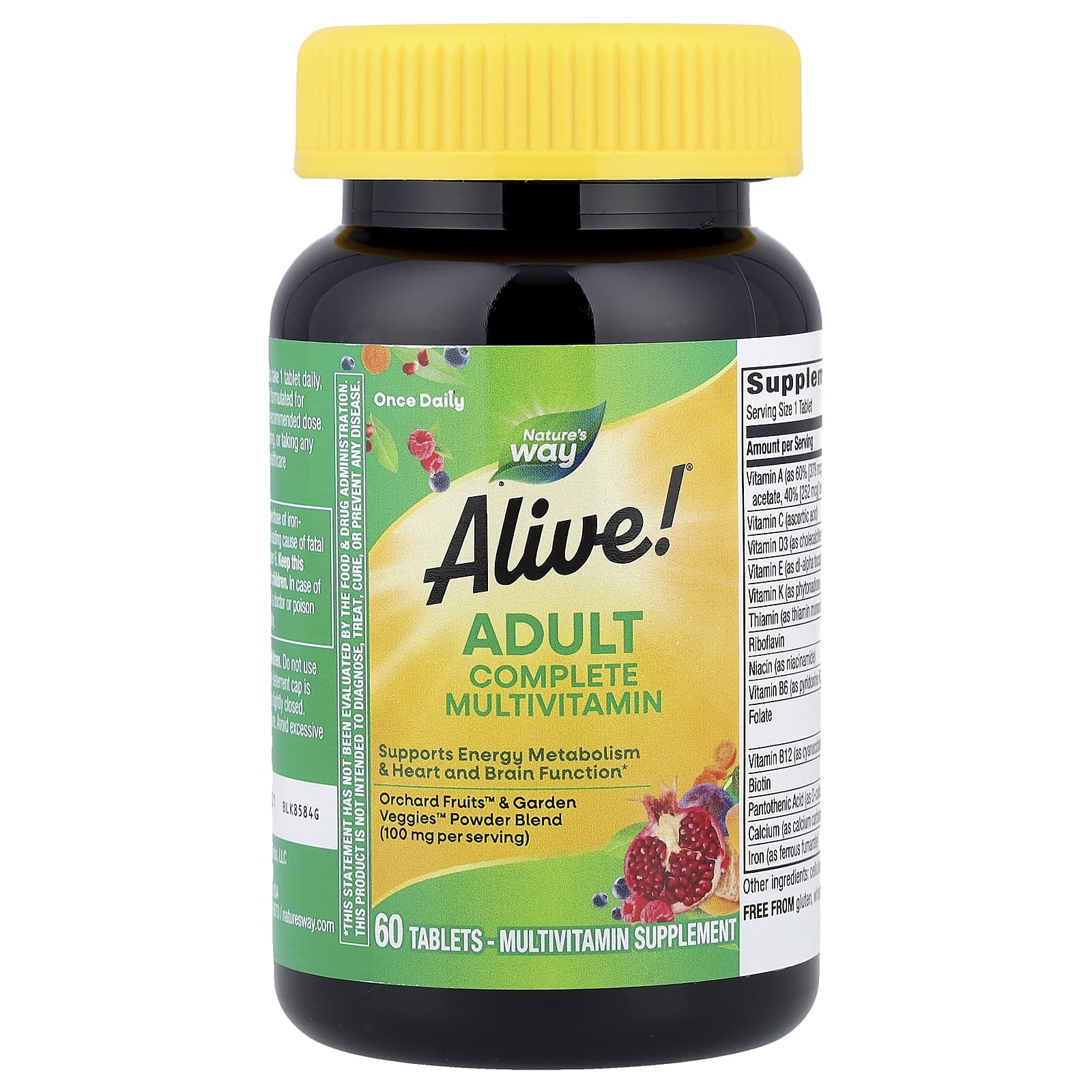 Nature's Way Alive! Adult Complete Multivitamin – 60 comprimés — étiquette 2