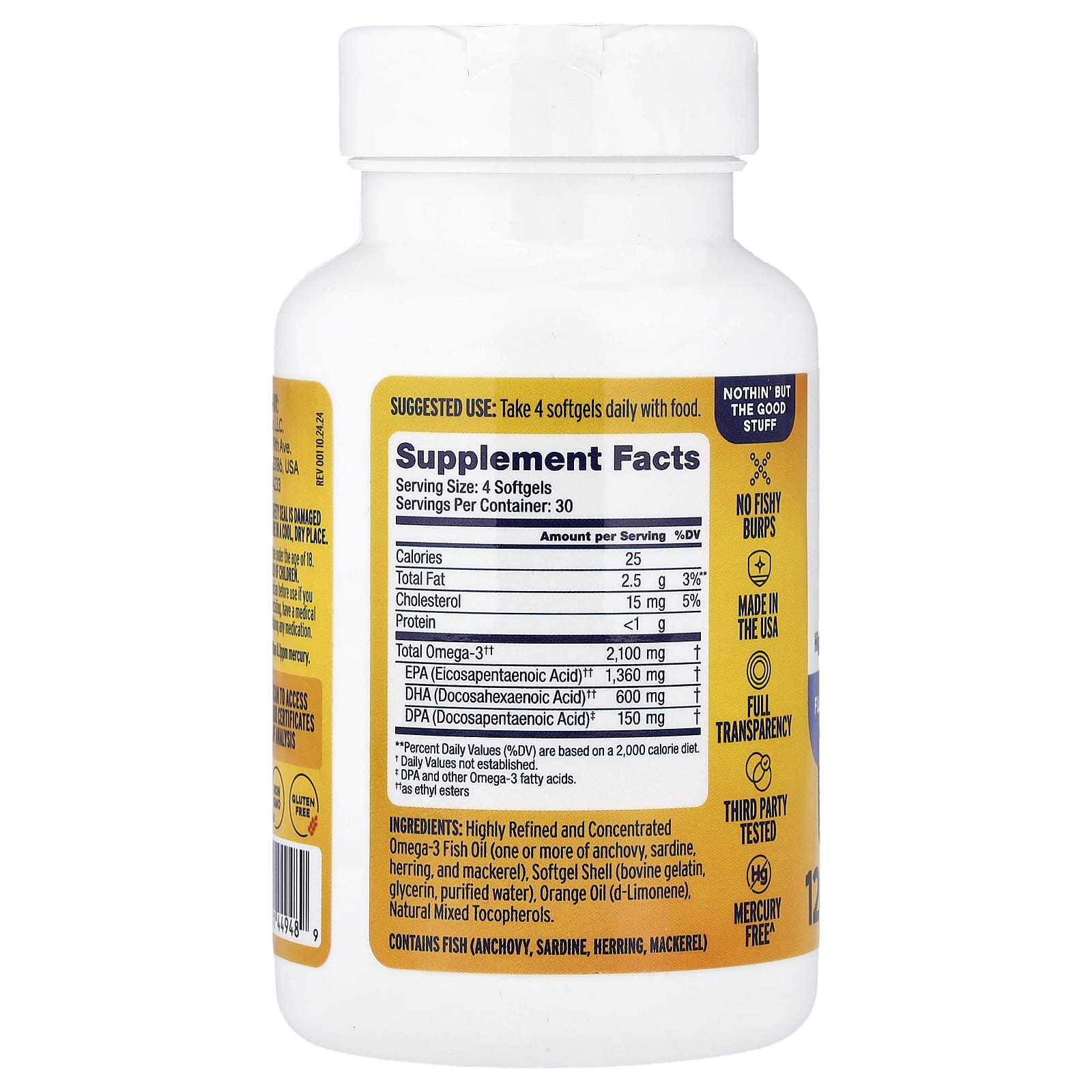 OceanBlue Omega-3 2100 Minis, High Potency – Orange – 120 capsules molles — photo 2 sur 2