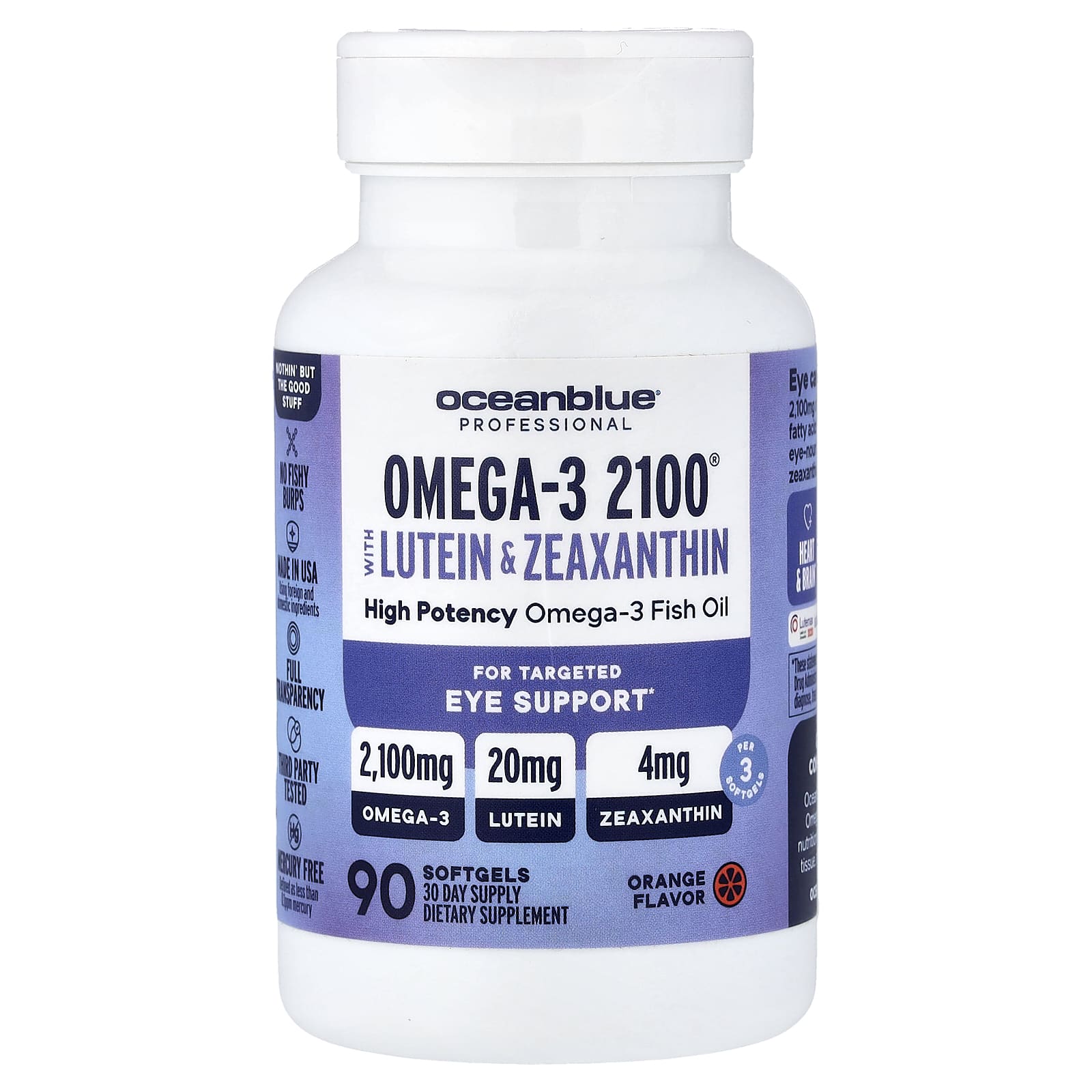OceanBlue Omega-3 2100 with Lutein & Zeaxanthin – Orange – 90 capsules molles — Tunisie