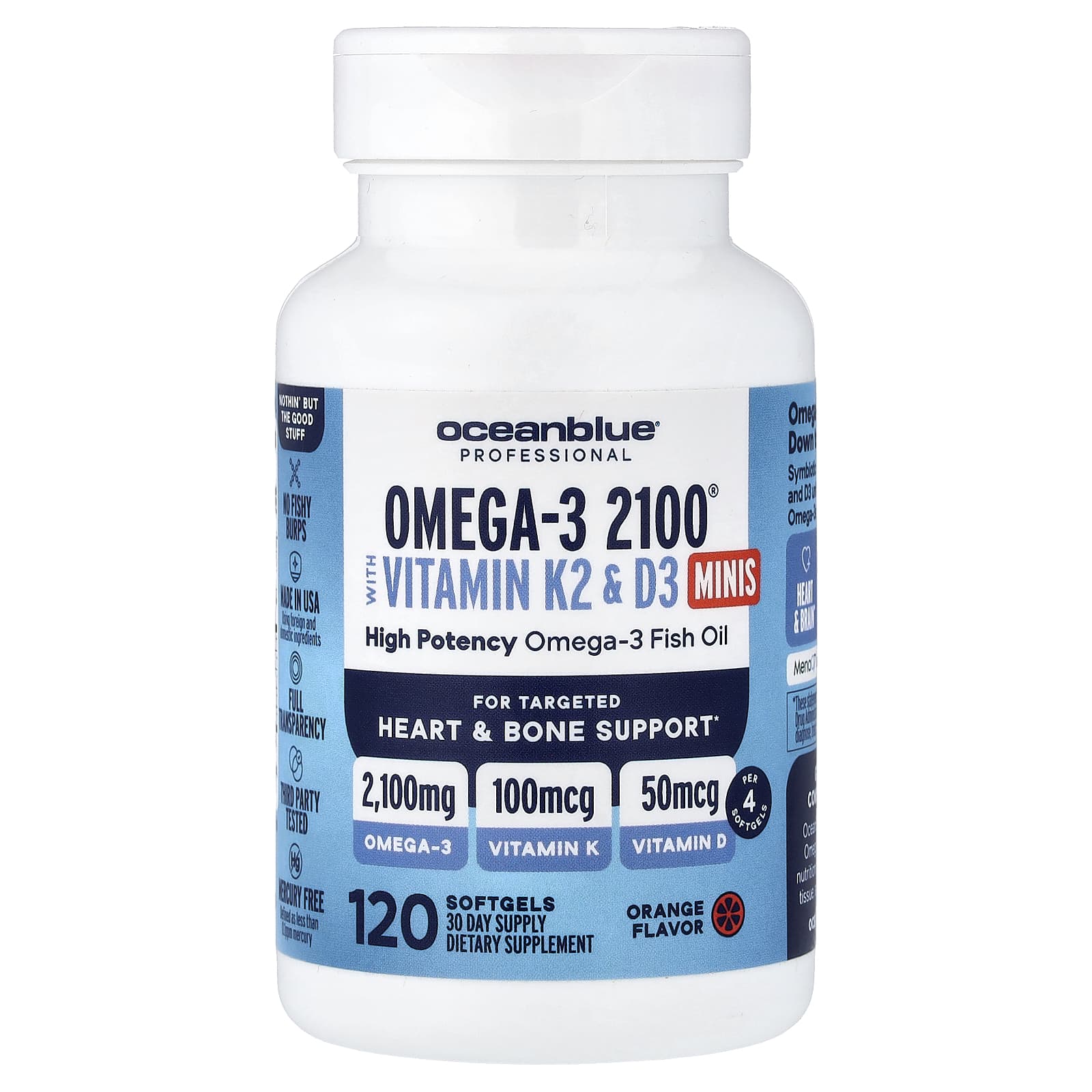 OceanBlue Professional – Orange – Omega-3 2100 with Vitamin K2 & D3 Minis – 120 capsules molles — Tunisie