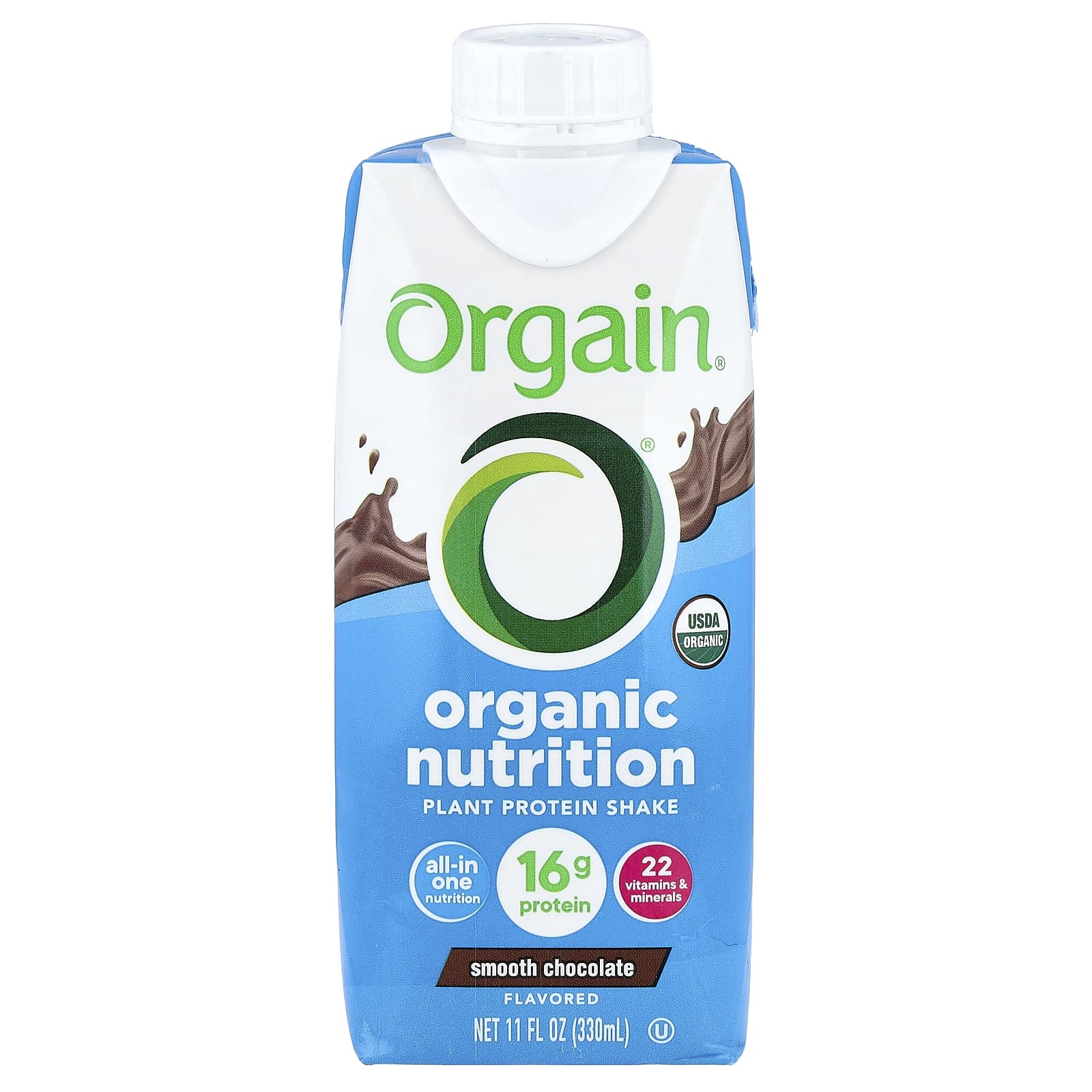 Orgain Organic Nutrition, Plant Protein Shake – Smooth Chocolate – 330 ml — étiquette 1