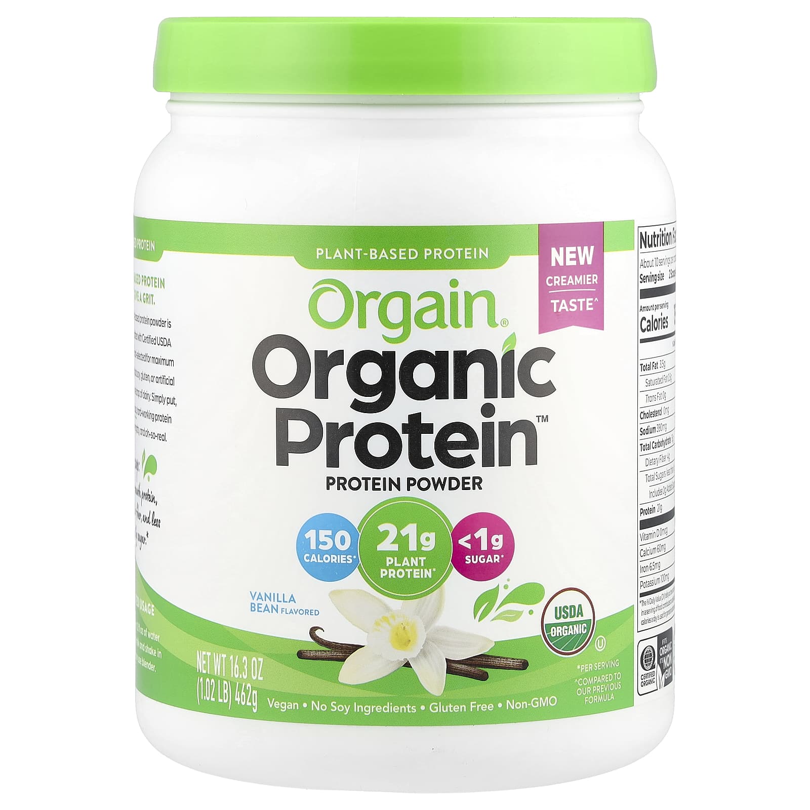 Orgain Organic Protein Powder, Plant Based – Vanilla Bean – 462 g — Tunisie