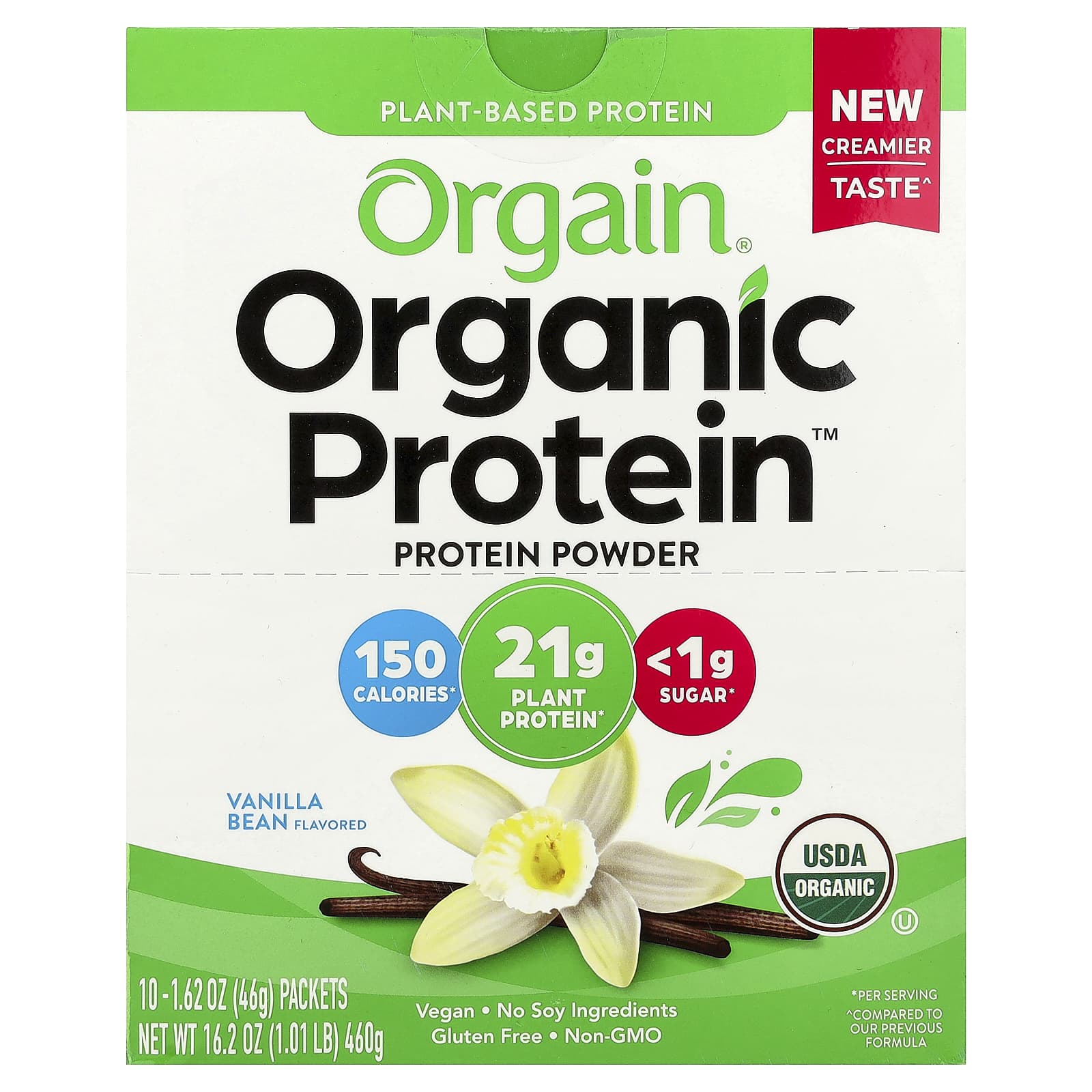 Orgain Organic Protein Powder, Plant-Based – Vanilla Bean – 46 g — Tunisie