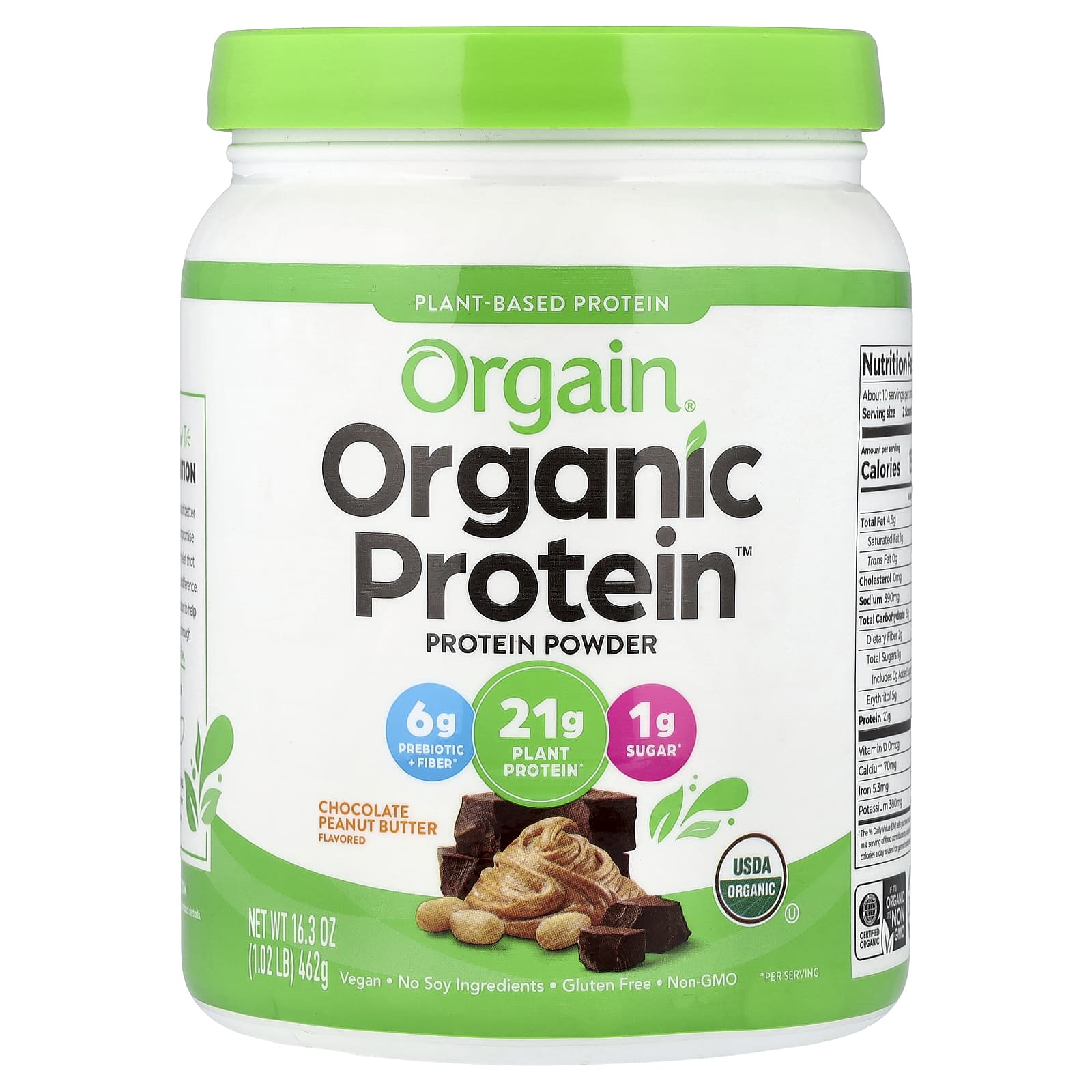 Orgain Organic Protein Powder, Plant-Based – Chocolate Peanut Butter – 462 g — Tunisie
