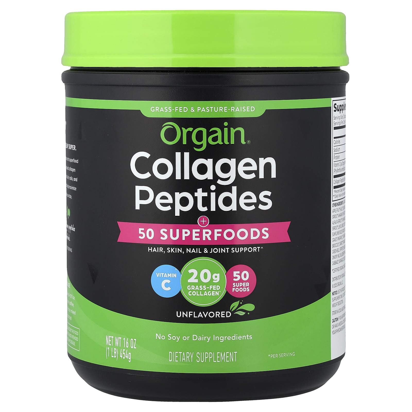 Orgain Collagen Peptides + 50 Superfoods – Sans arôme – 454 g — Tunisie