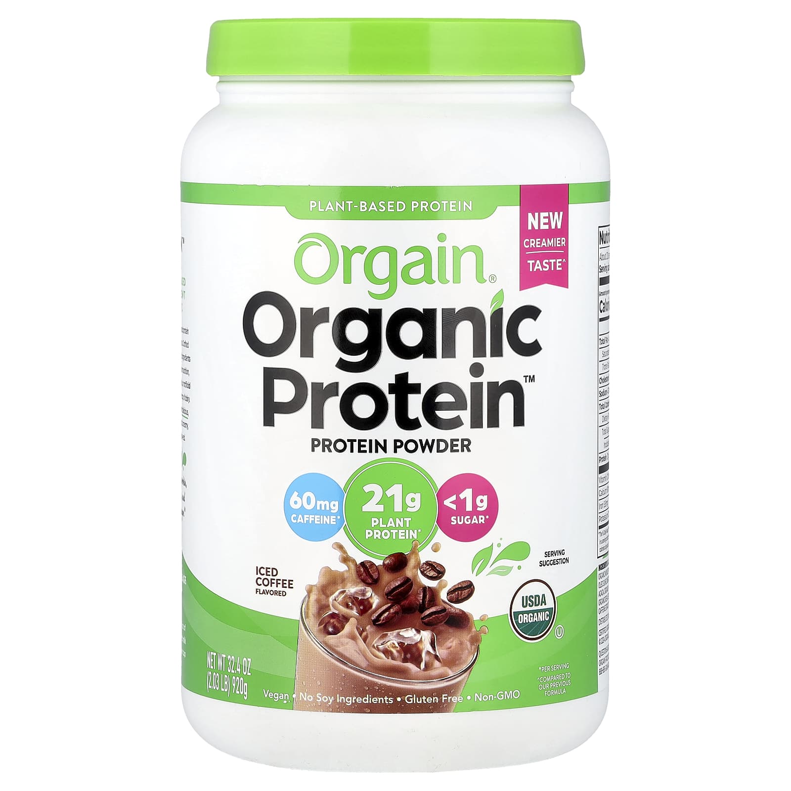 Orgain Organic Protein Powder, Plant-Based – Iced Coffee – 920 g — Tunisie