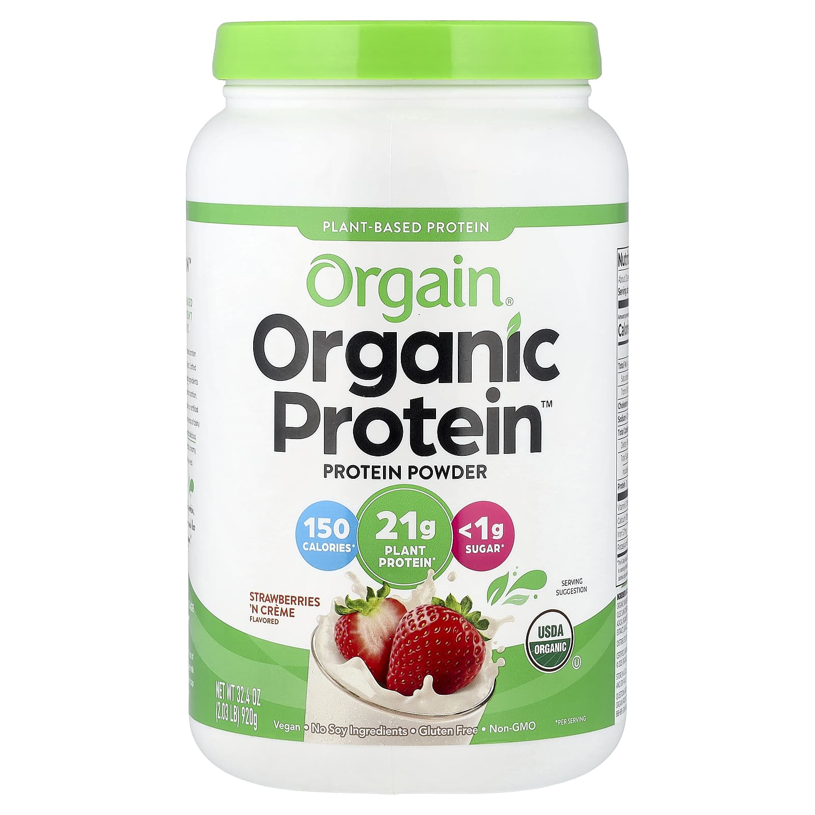 Orgain Organic Protein Powder, Plant-Based – Strawberries 'N Cream – 920 g — Tunisie