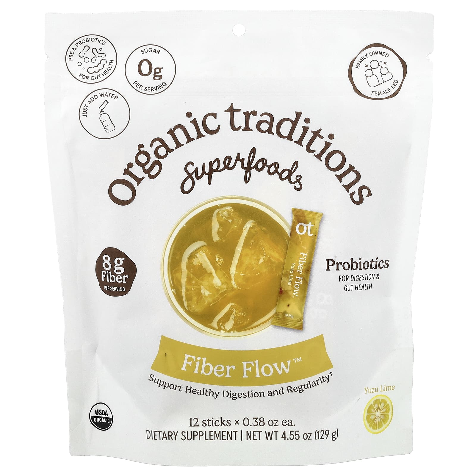 Organic Traditions Fiber Flow – Yuzu Lime – 10,75 g — Tunisie