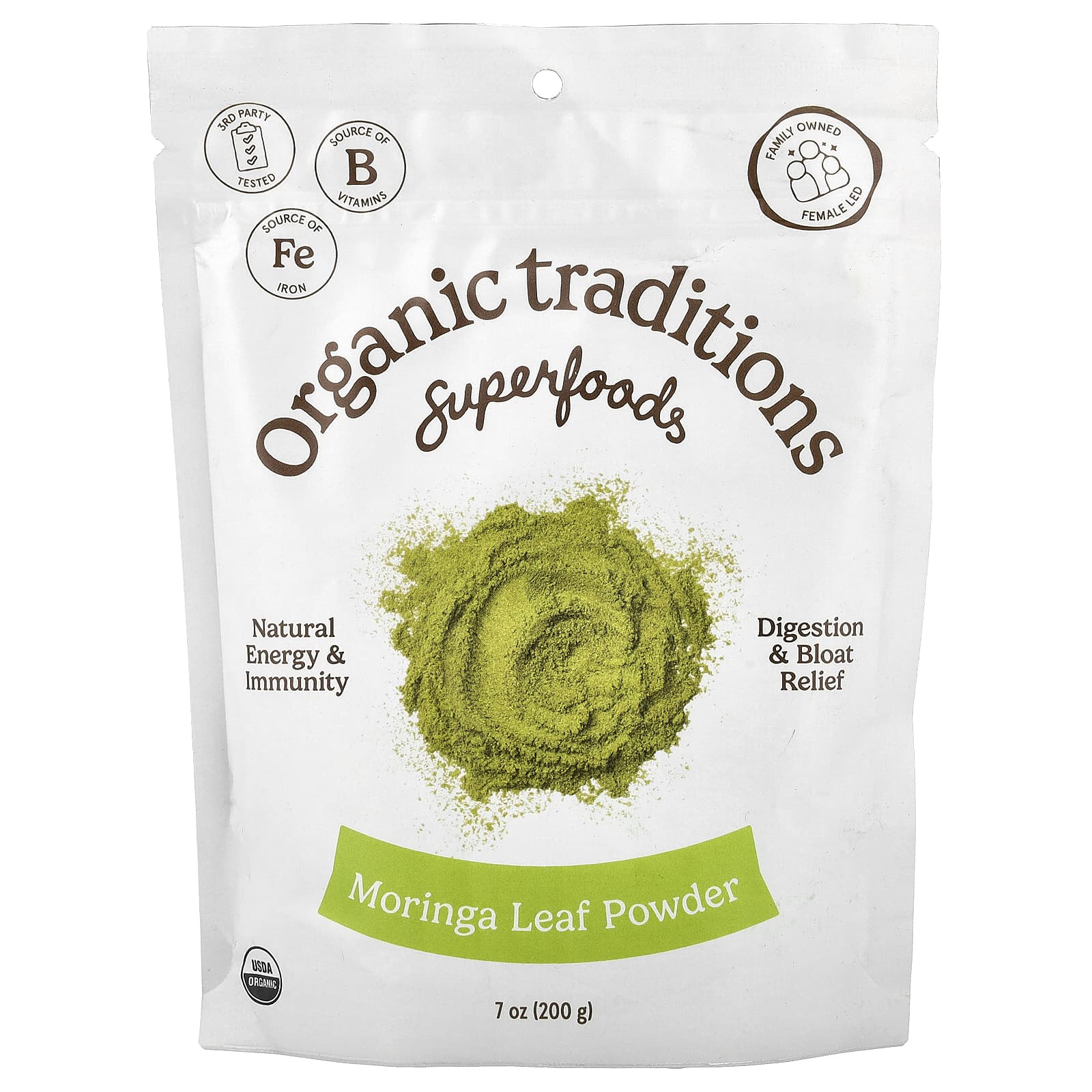 Organic Traditions Superfoods, Moringa Leaf Powder – 200 g — Tunisie