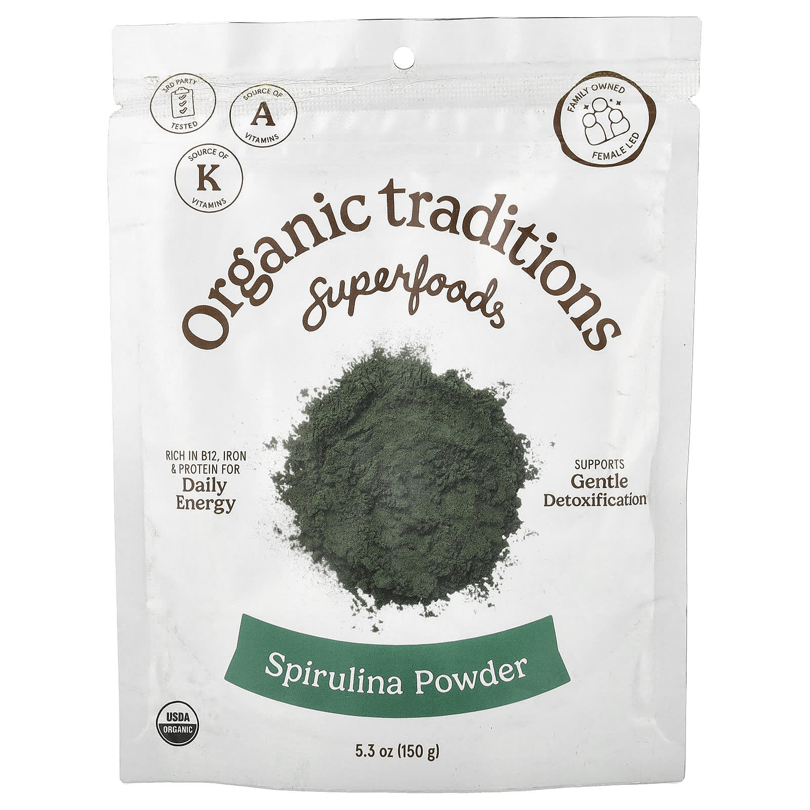 Organic Traditions Superfoods, Spirulina Powder – 150 g — Tunisie