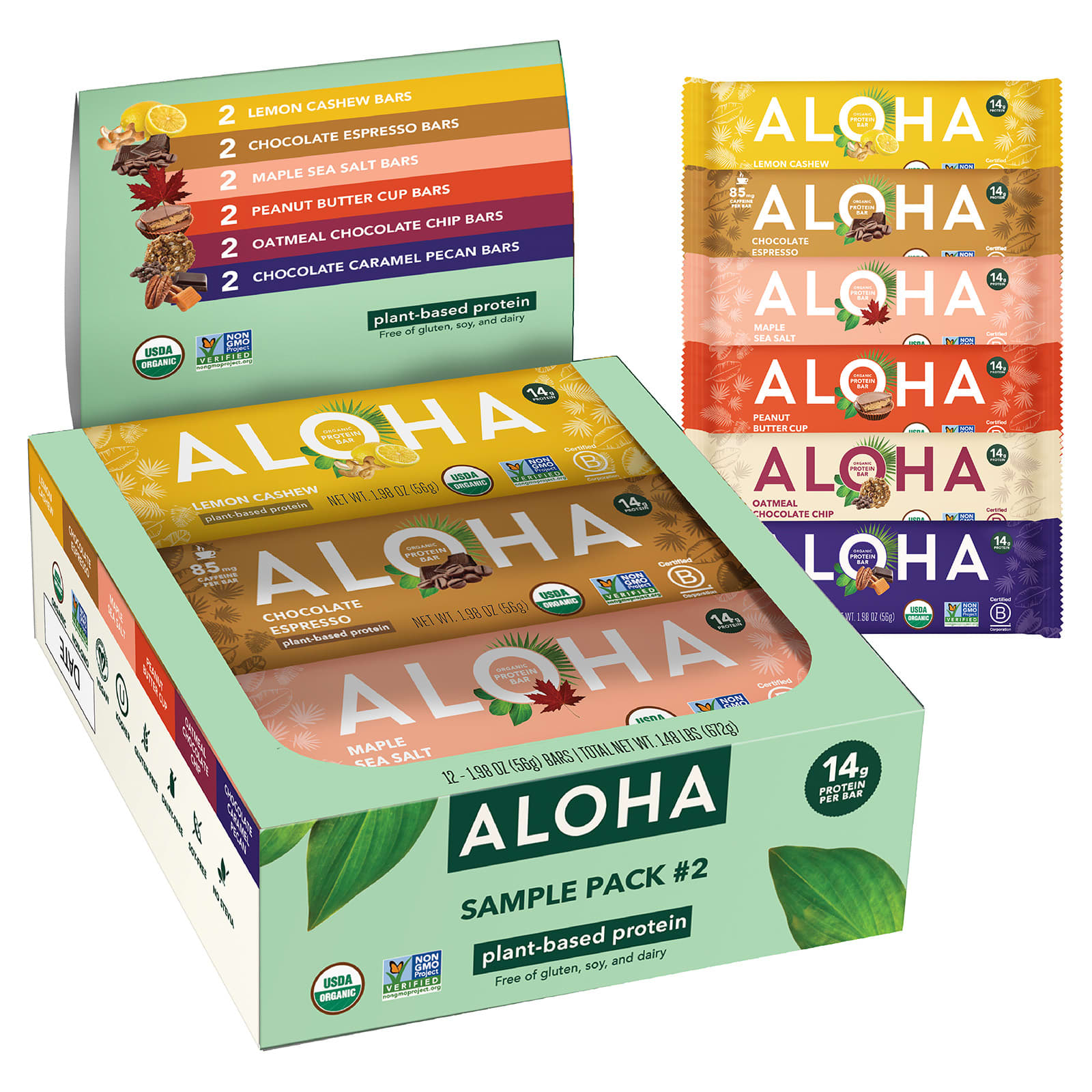 Aloha Organic Protein Bars, Variety Pack – 56 g — Tunisie